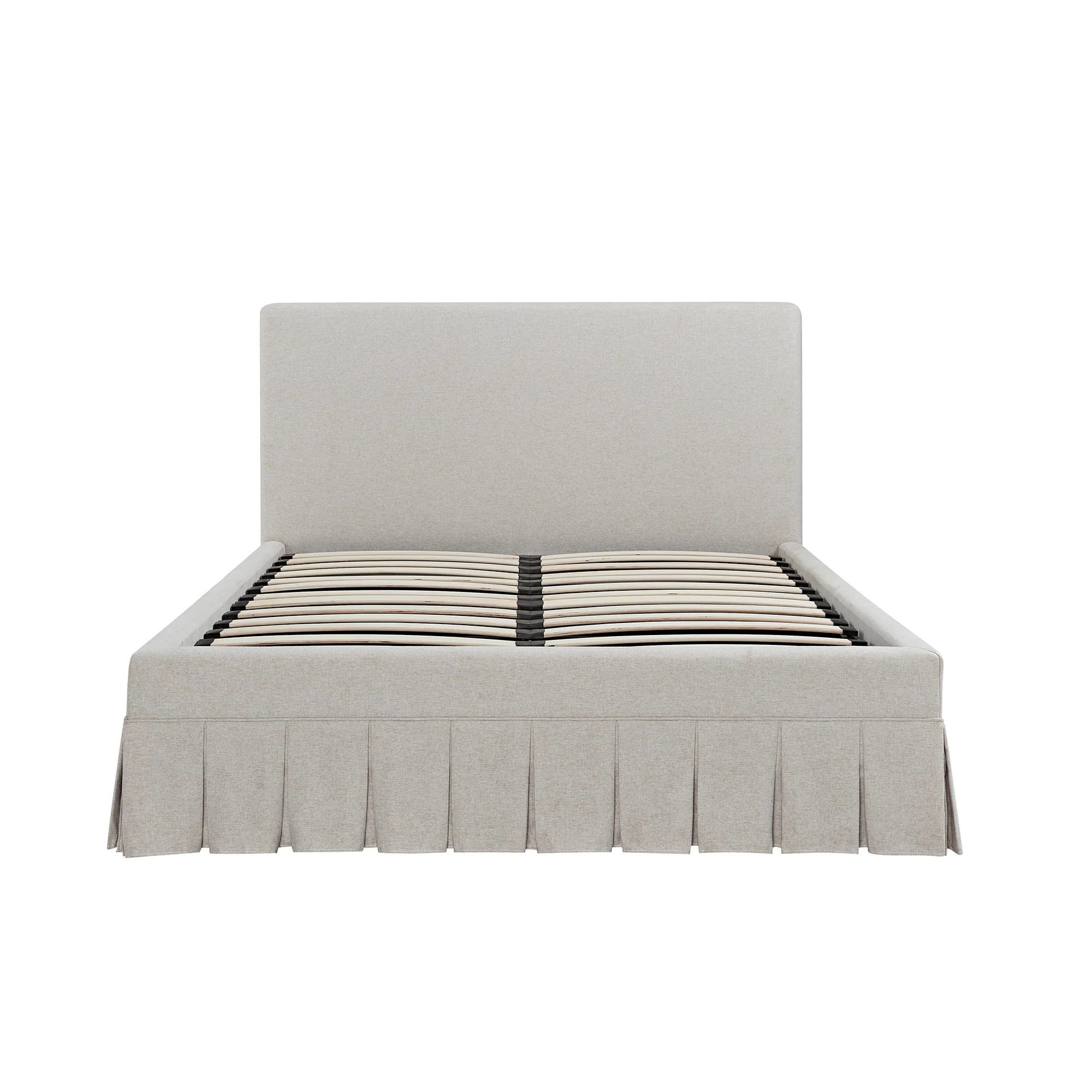 Egerton Box-Pleat Ottoman Storage Bed, Oatmeal Brushed Fabric - Image 10