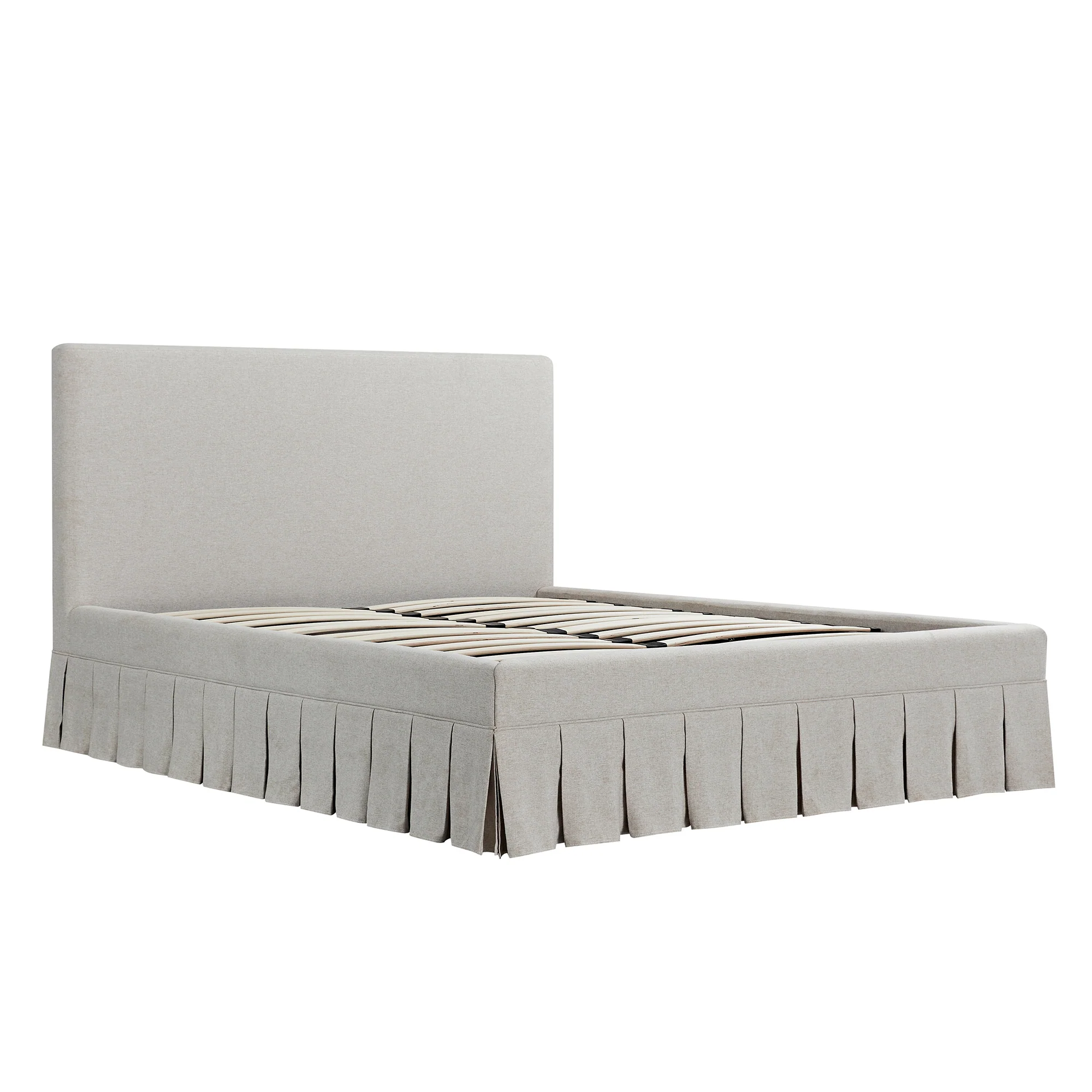 Egerton Box-Pleat Ottoman Storage Bed, Oatmeal Brushed Fabric - Image 11