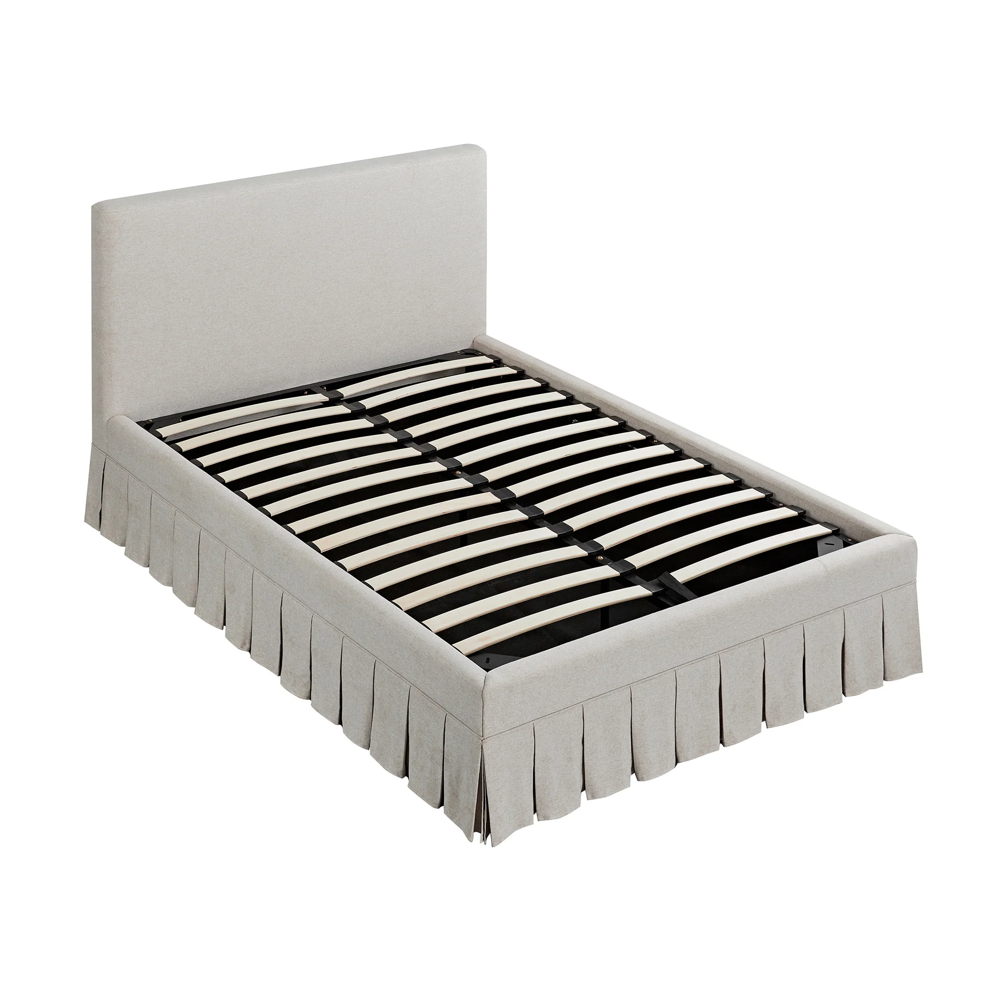 Egerton Box-Pleat Ottoman Storage Bed, Oatmeal Brushed Fabric - Image 14