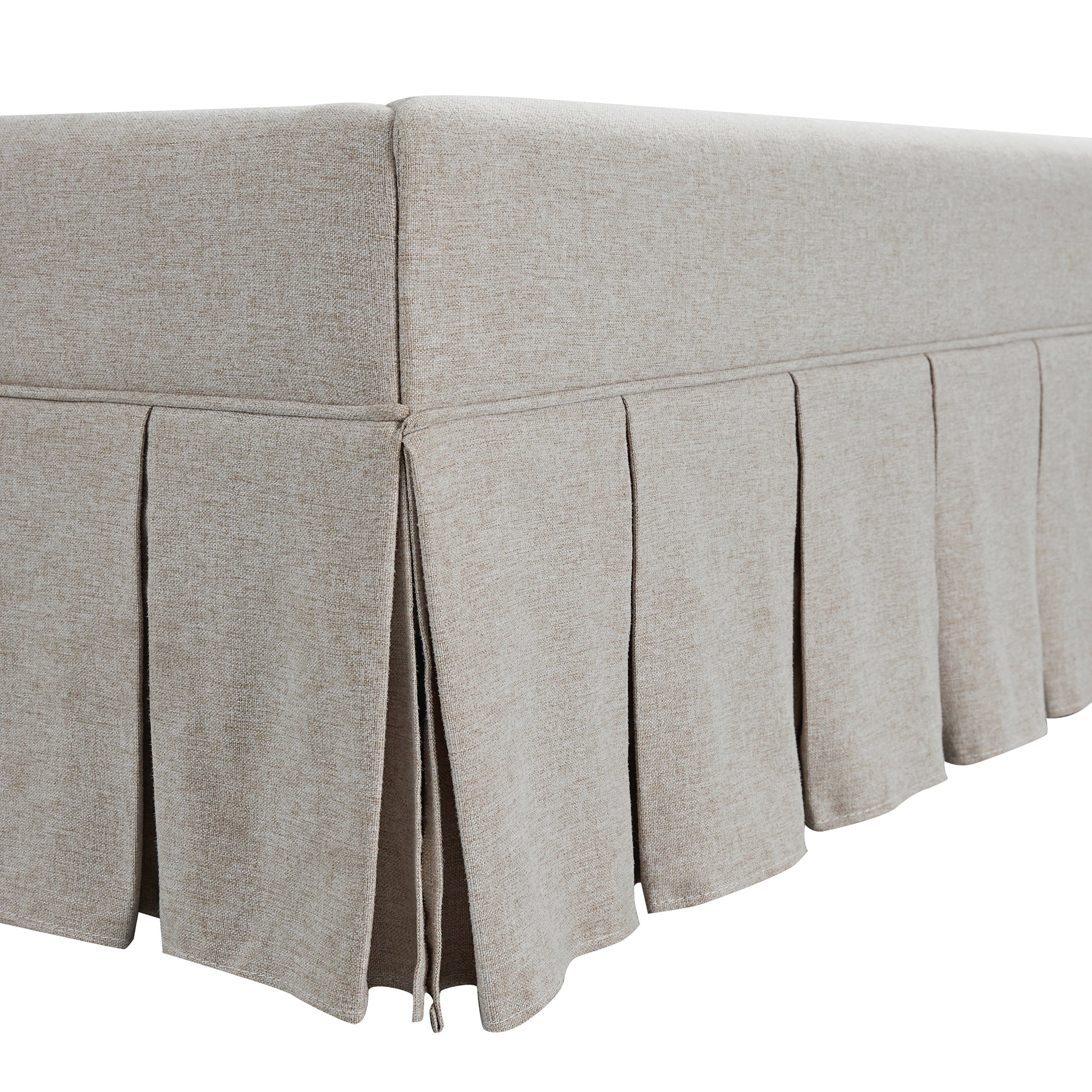 Egerton Box-Pleat Ottoman Storage Bed, Oatmeal Brushed Fabric - Image 17