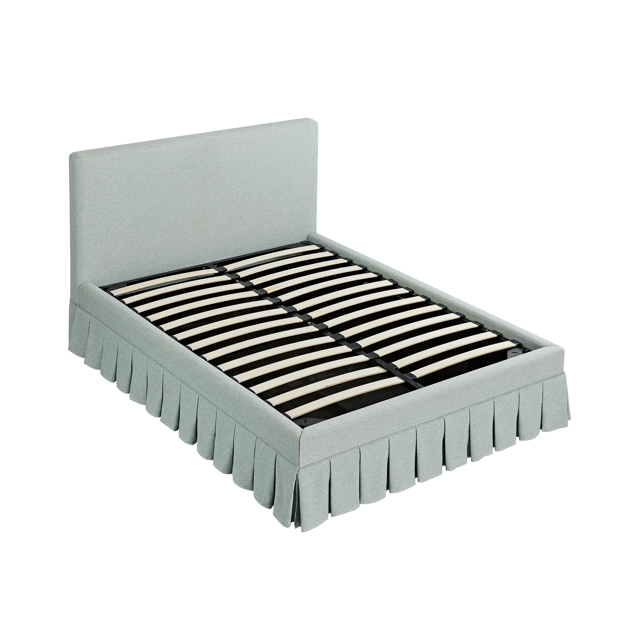 Egerton Box-Pleat Ottoman Storage Bed, Pale Aqua Brushed Fabric - Image 13