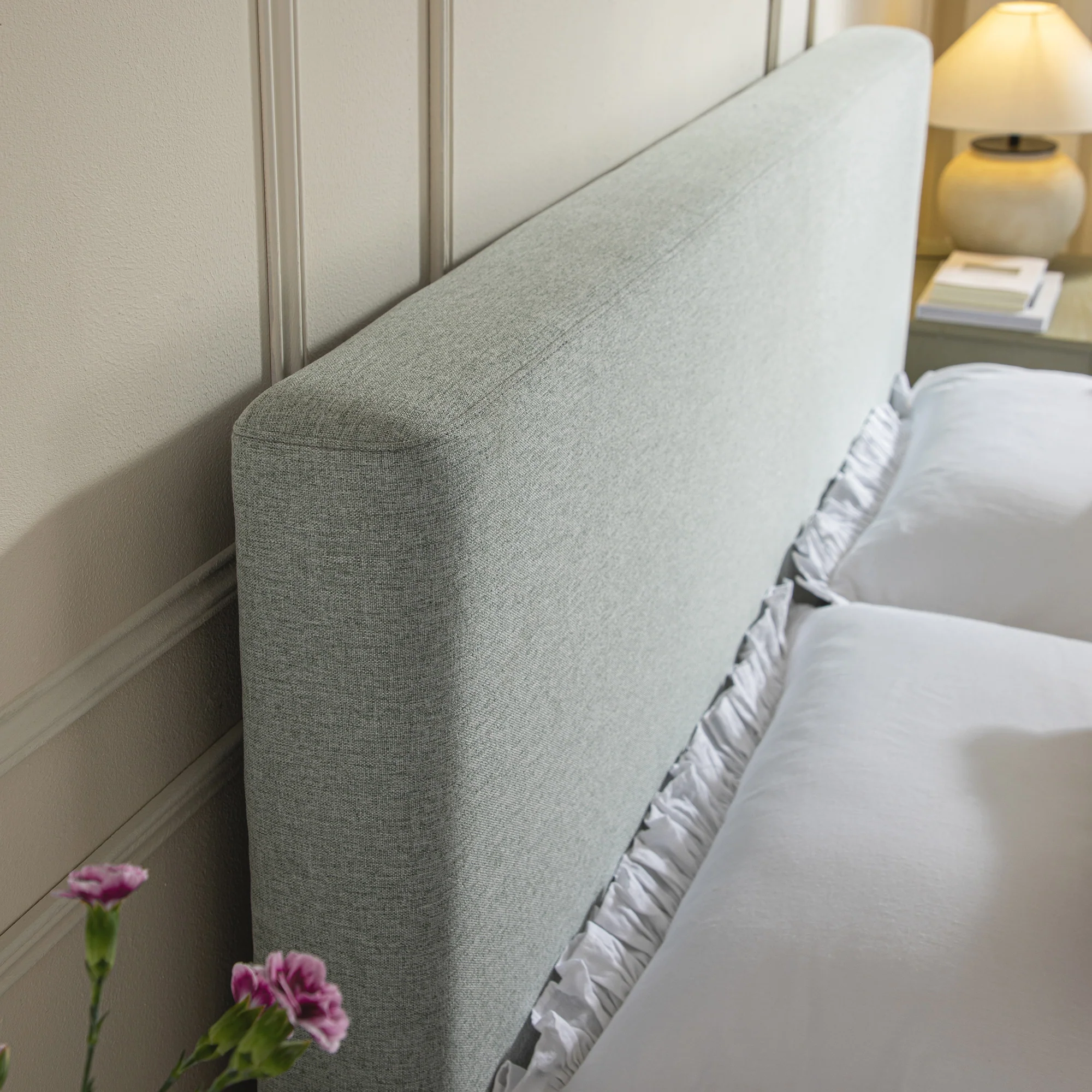 Egerton Box-Pleat Ottoman Storage Bed, Pale Aqua Brushed Fabric - Image 7