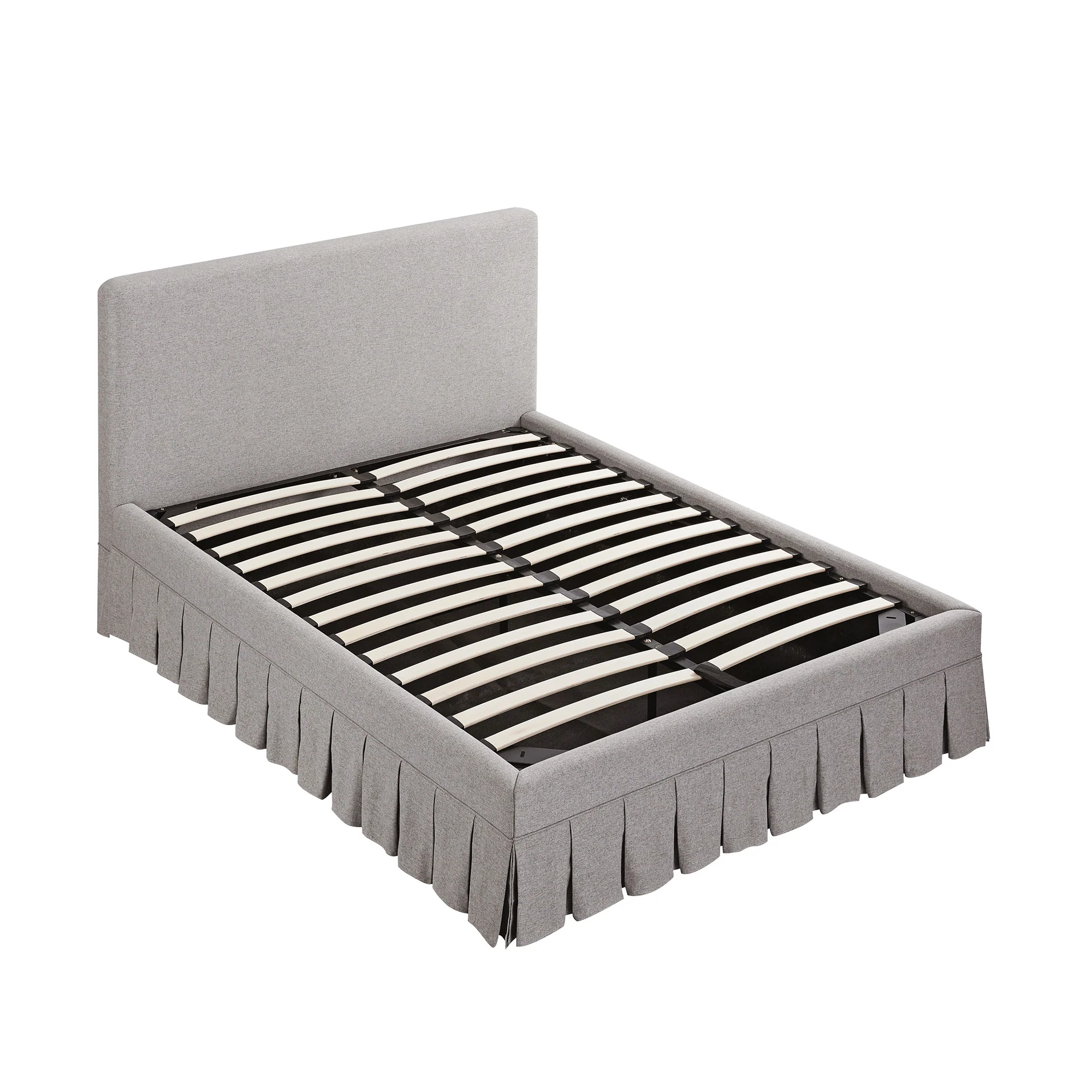Egerton Box-Pleat Ottoman Storage Bed, Stone Brushed Fabric - Image 11