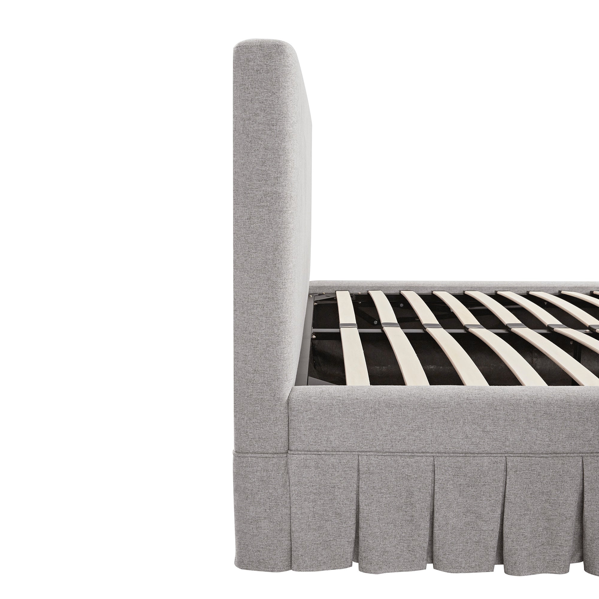 Egerton Box-Pleat Ottoman Storage Bed, Stone Brushed Fabric - Image 15