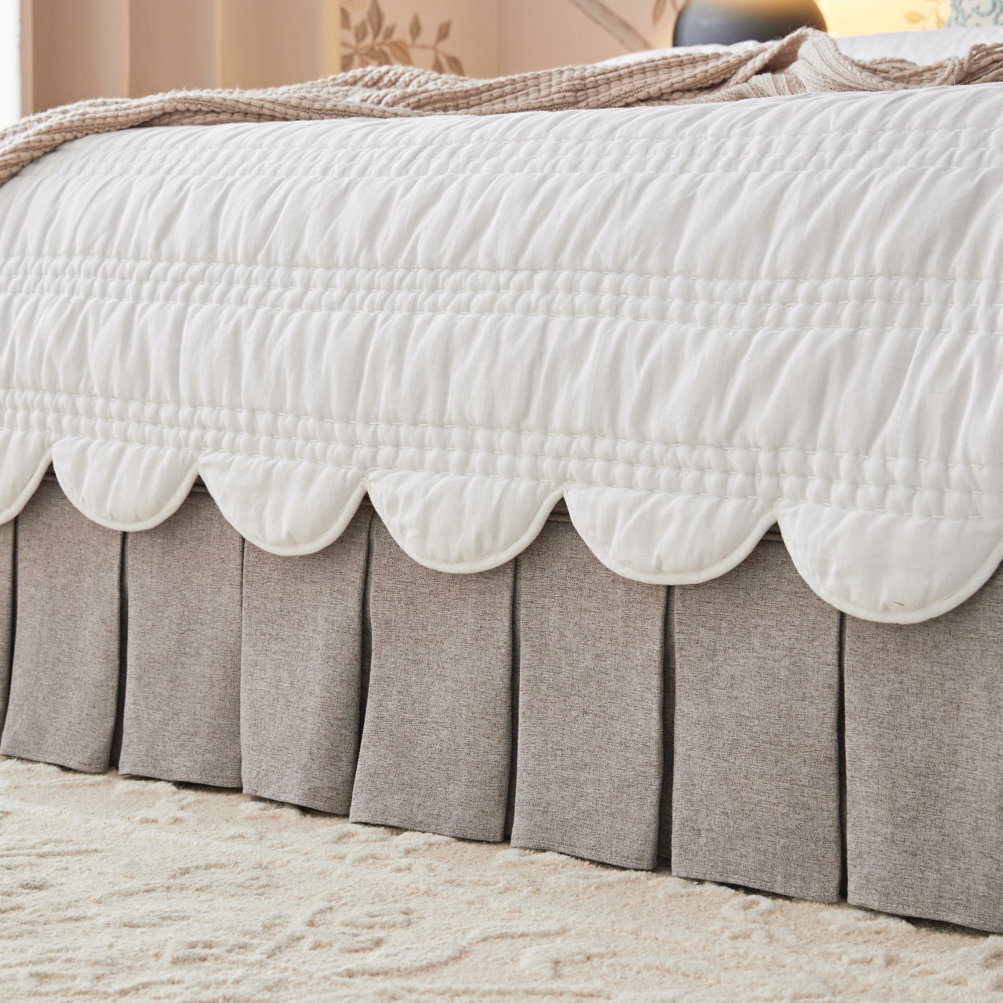 Egerton Box-Pleat Ottoman Storage Bed, Stone Brushed Fabric - Image 6