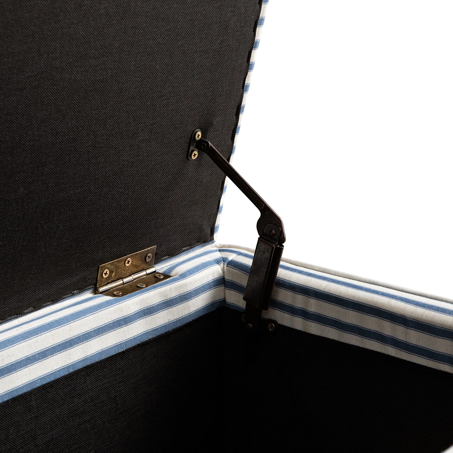 Egerton Box-Pleat Storage Bench, Blue Striped Linen - Image 16