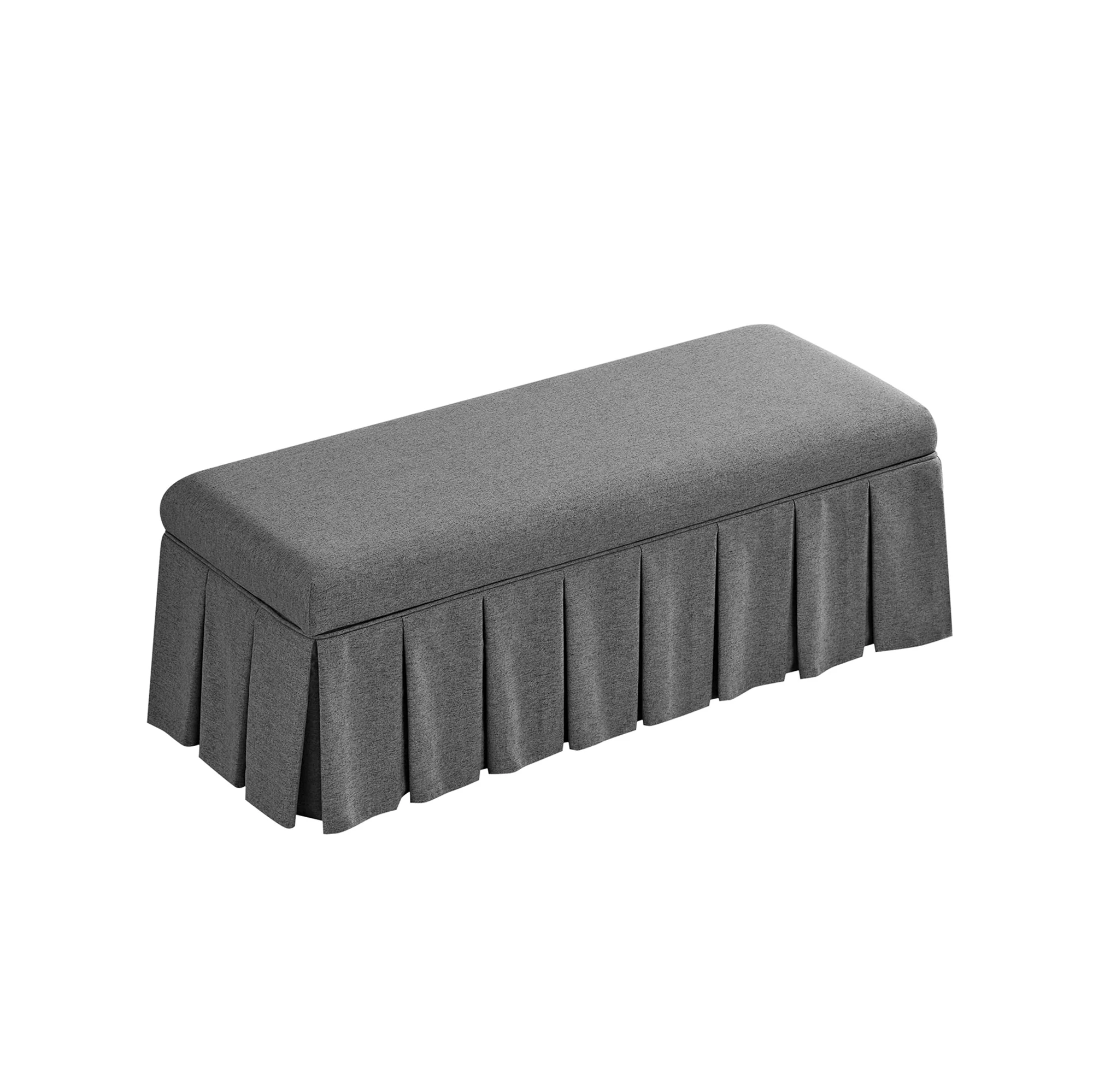 Egerton Box-Pleat Storage Bench, Charcoal Brushed Fabric - Image 10