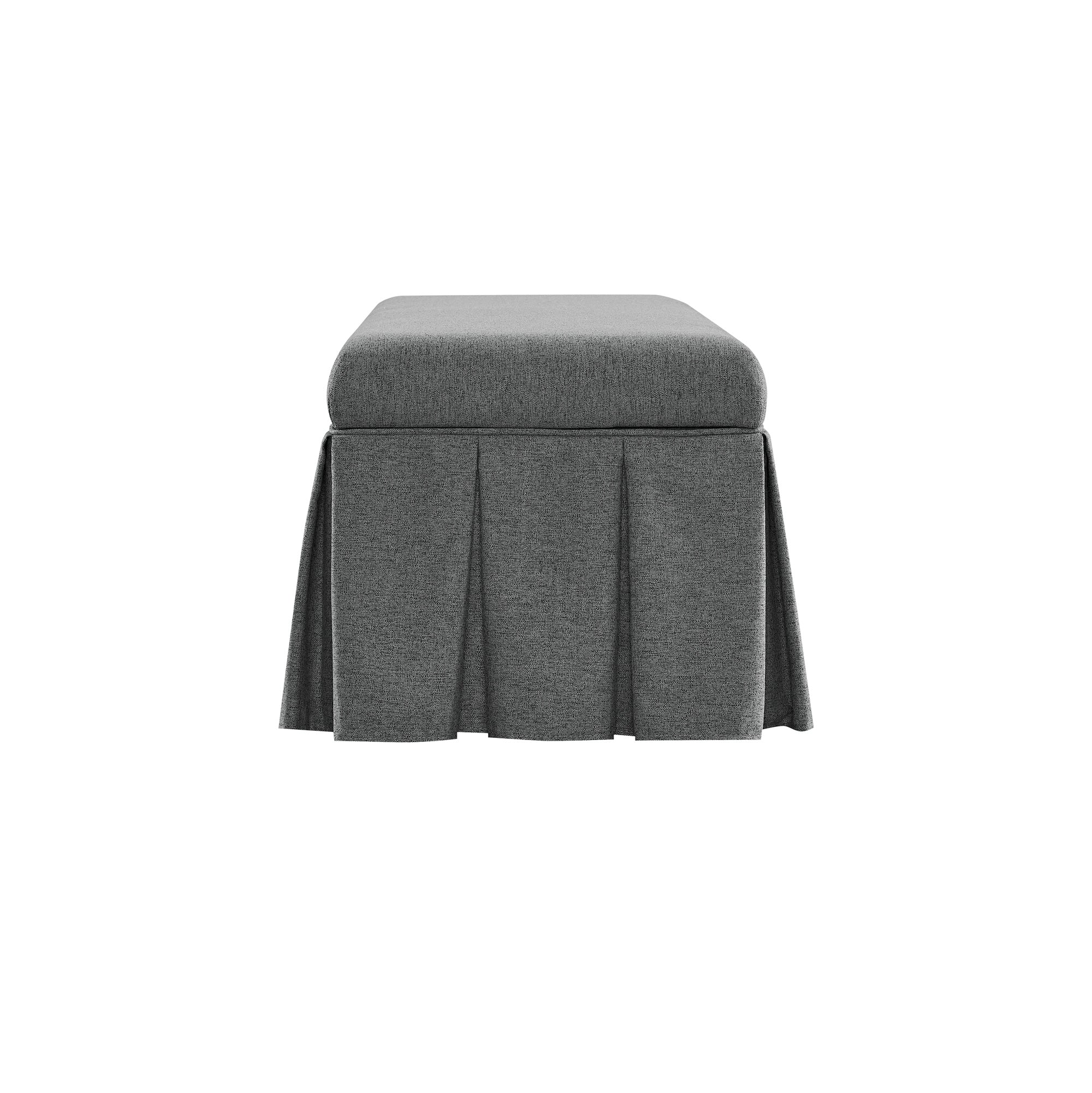 Egerton Box-Pleat Storage Bench, Charcoal Brushed Fabric - Image 12