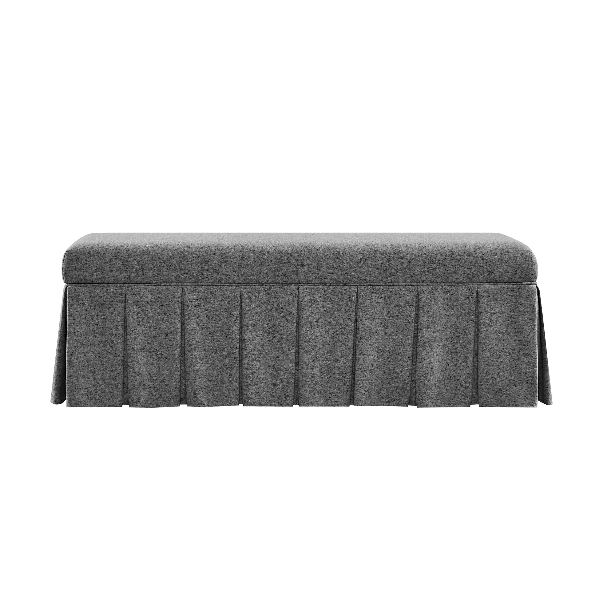 Egerton Box-Pleat Storage Bench, Charcoal Brushed Fabric - Image 7