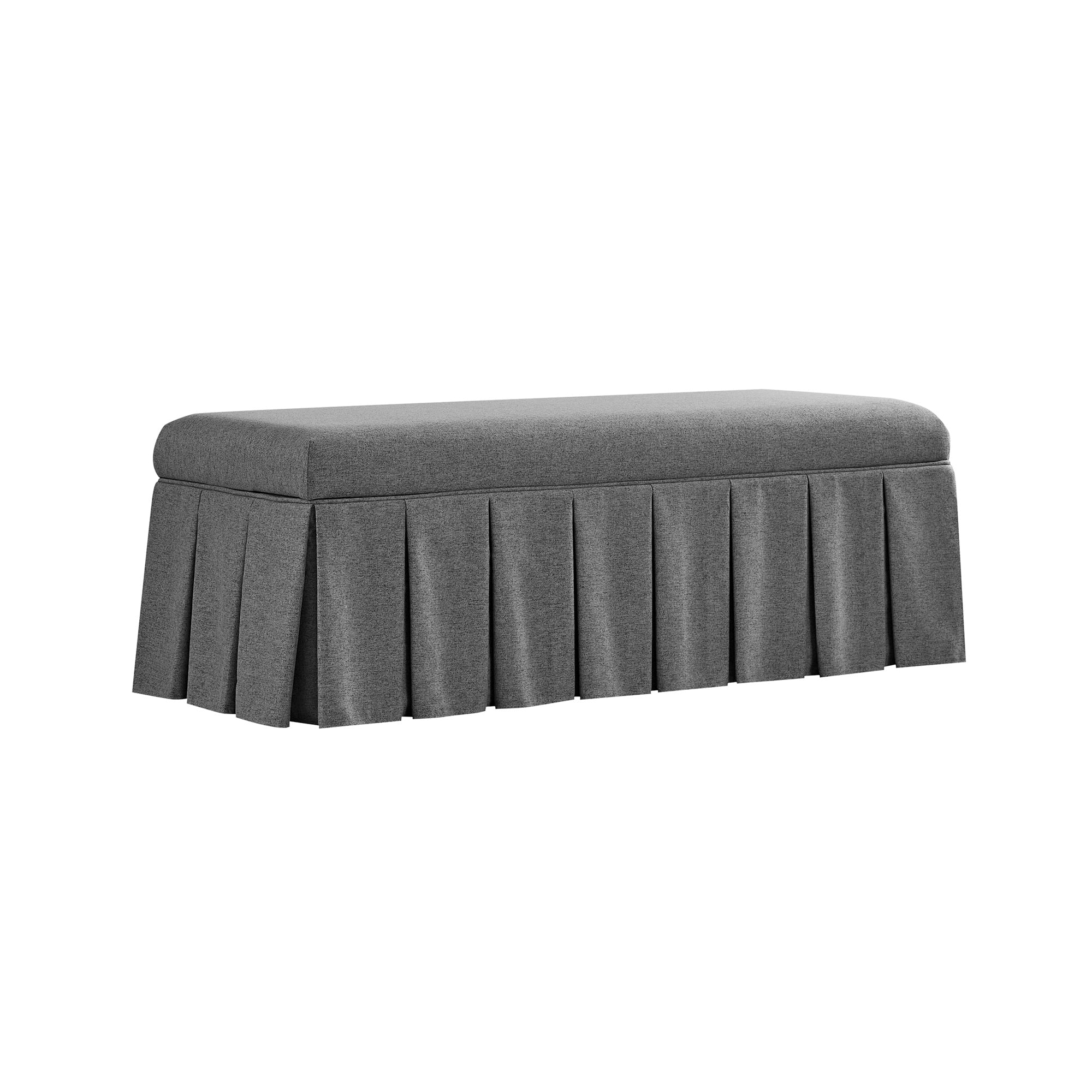 Egerton Box-Pleat Storage Bench, Charcoal Brushed Fabric - Image 8