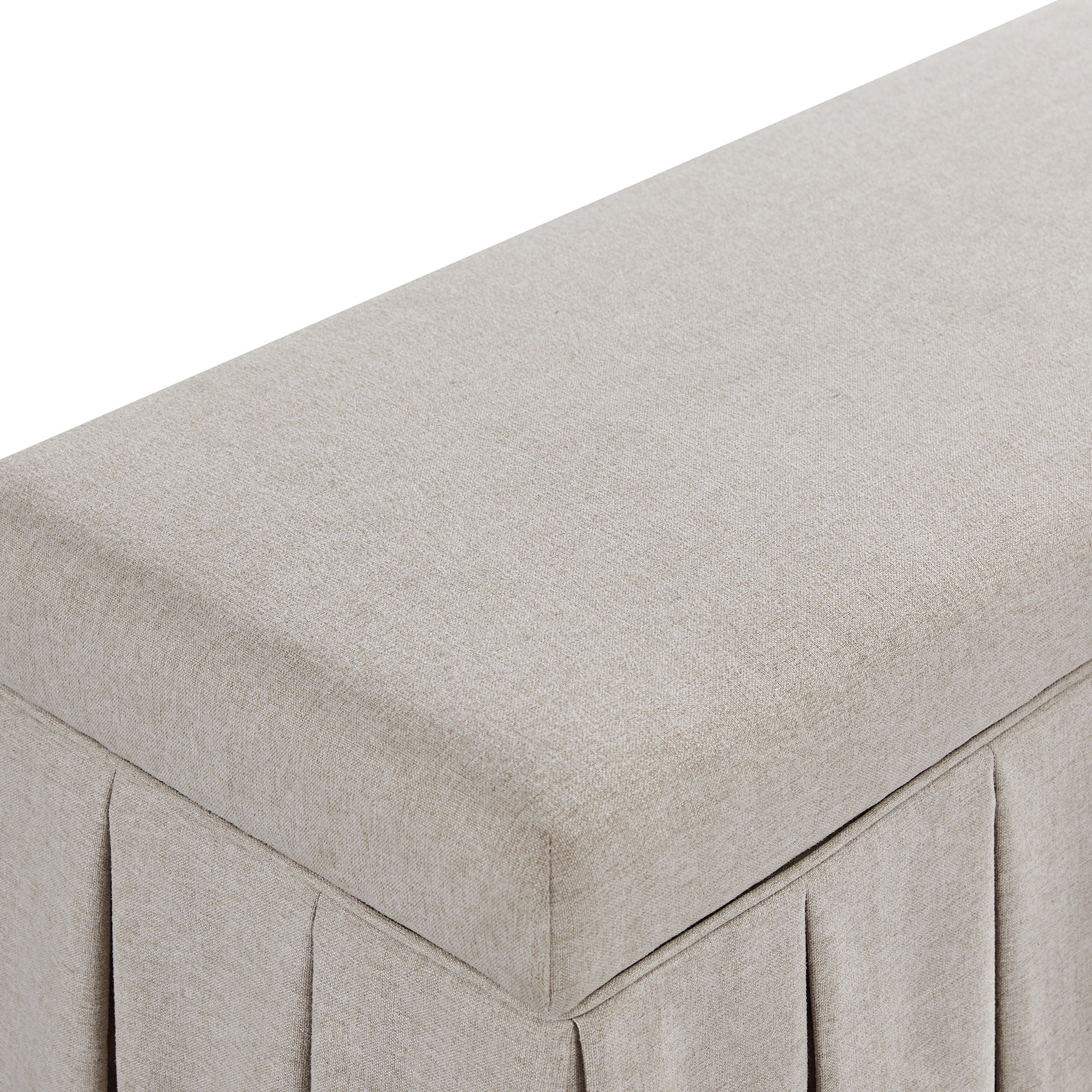 Egerton Box-Pleat Storage Bench, Oatmeal Brushed Fabric - Image 14