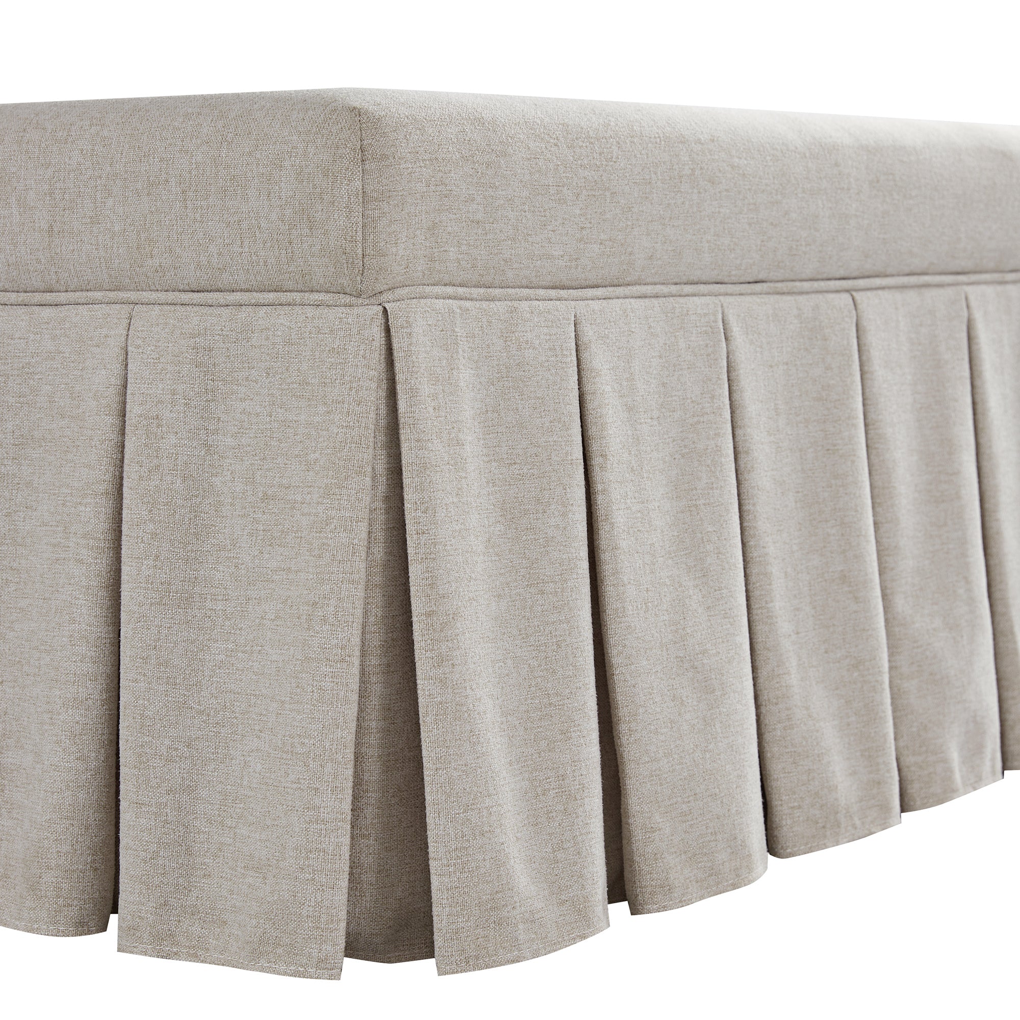 Egerton Box-Pleat Storage Bench, Oatmeal Brushed Fabric - Image 15