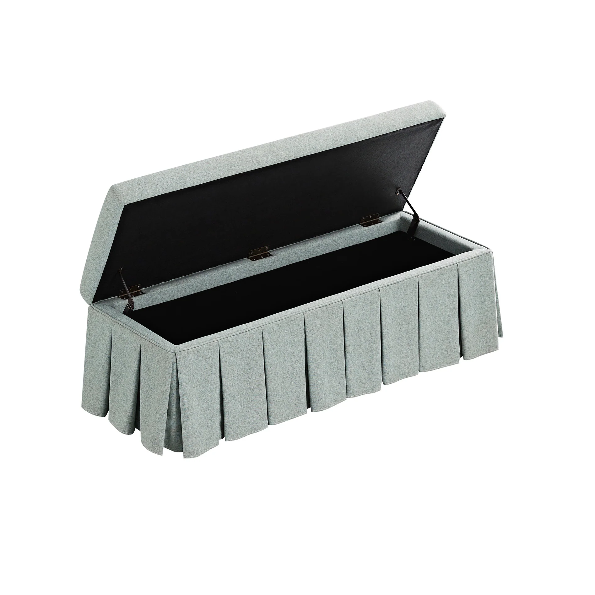 Egerton Box-Pleat Storage Bench, Pale Aqua Brushed Fabric - Image 10