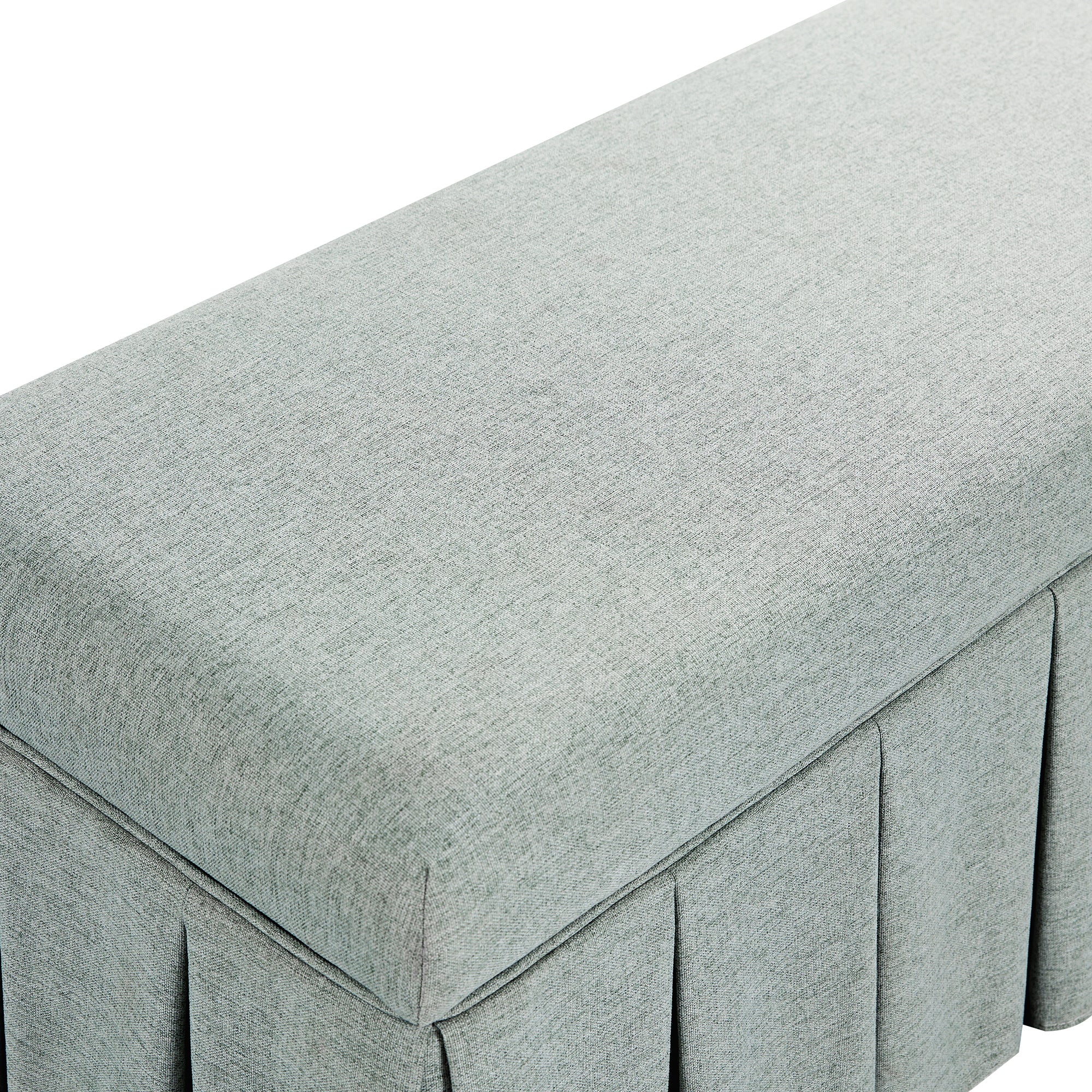 Egerton Box-Pleat Storage Bench, Pale Aqua Brushed Fabric - Image 12