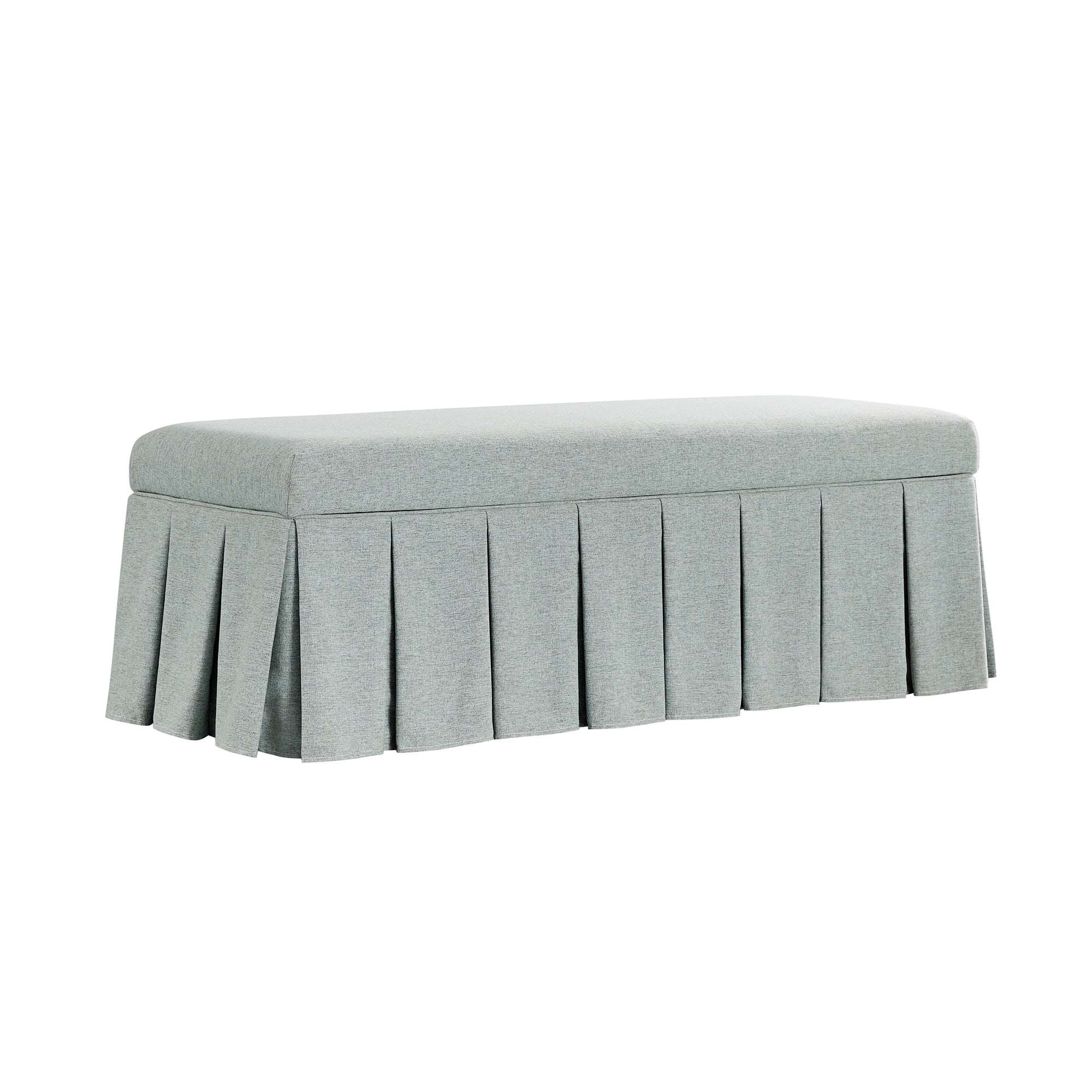 Egerton Box-Pleat Storage Bench, Pale Aqua Brushed Fabric - Image 7