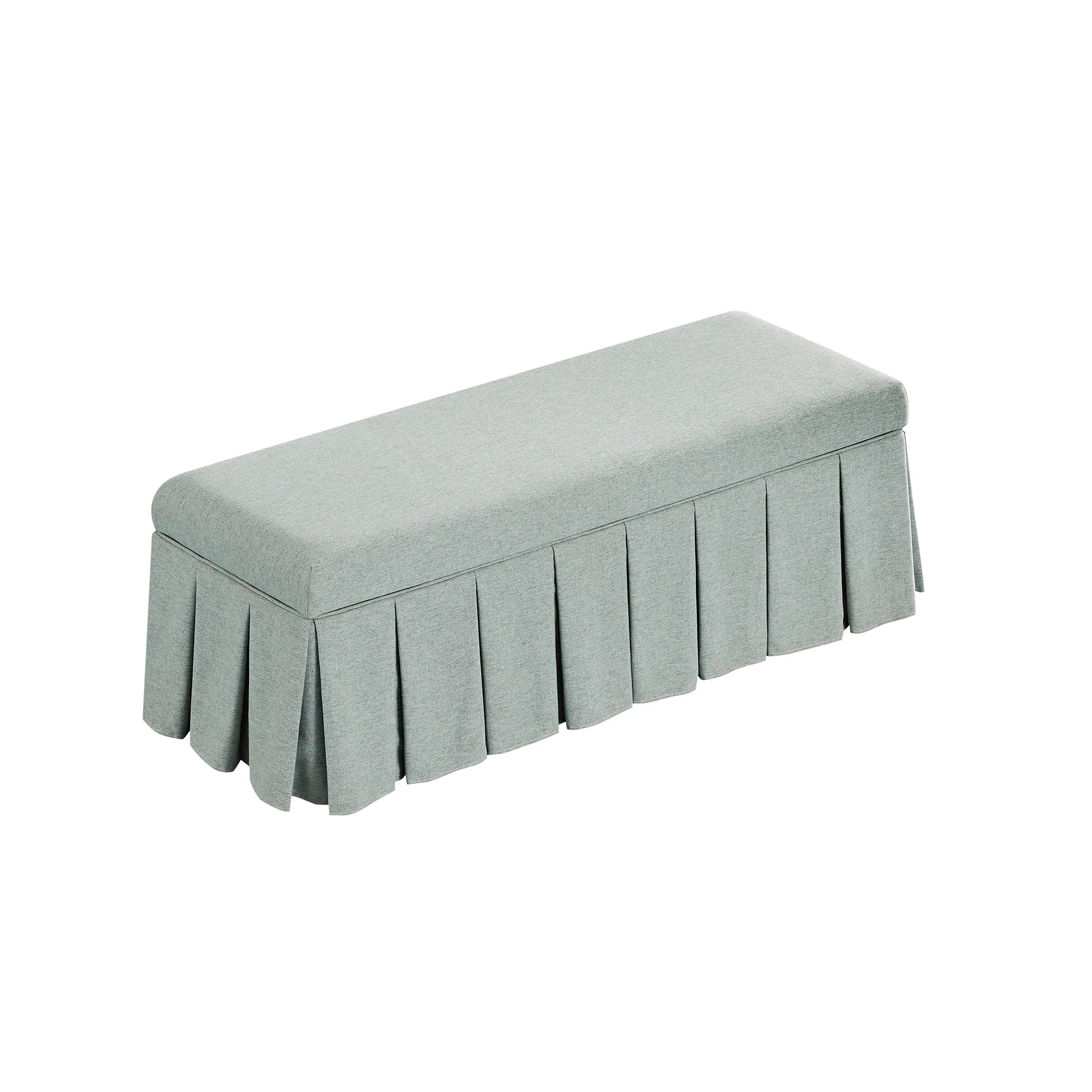 Egerton Box-Pleat Storage Bench, Pale Aqua Brushed Fabric - Image 9