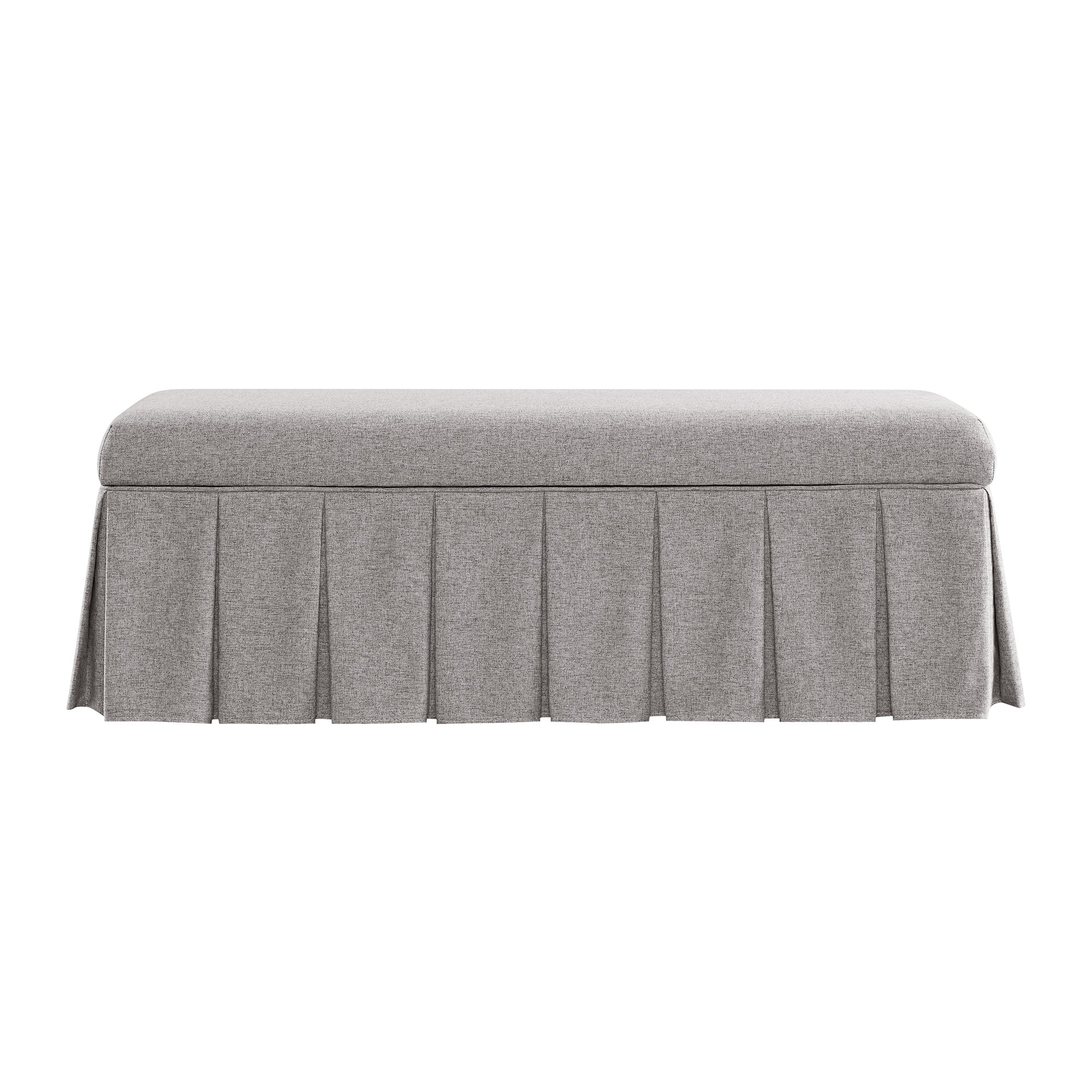 Egerton Box-Pleat Storage Bench, Stone Brushed Fabric - Image 7
