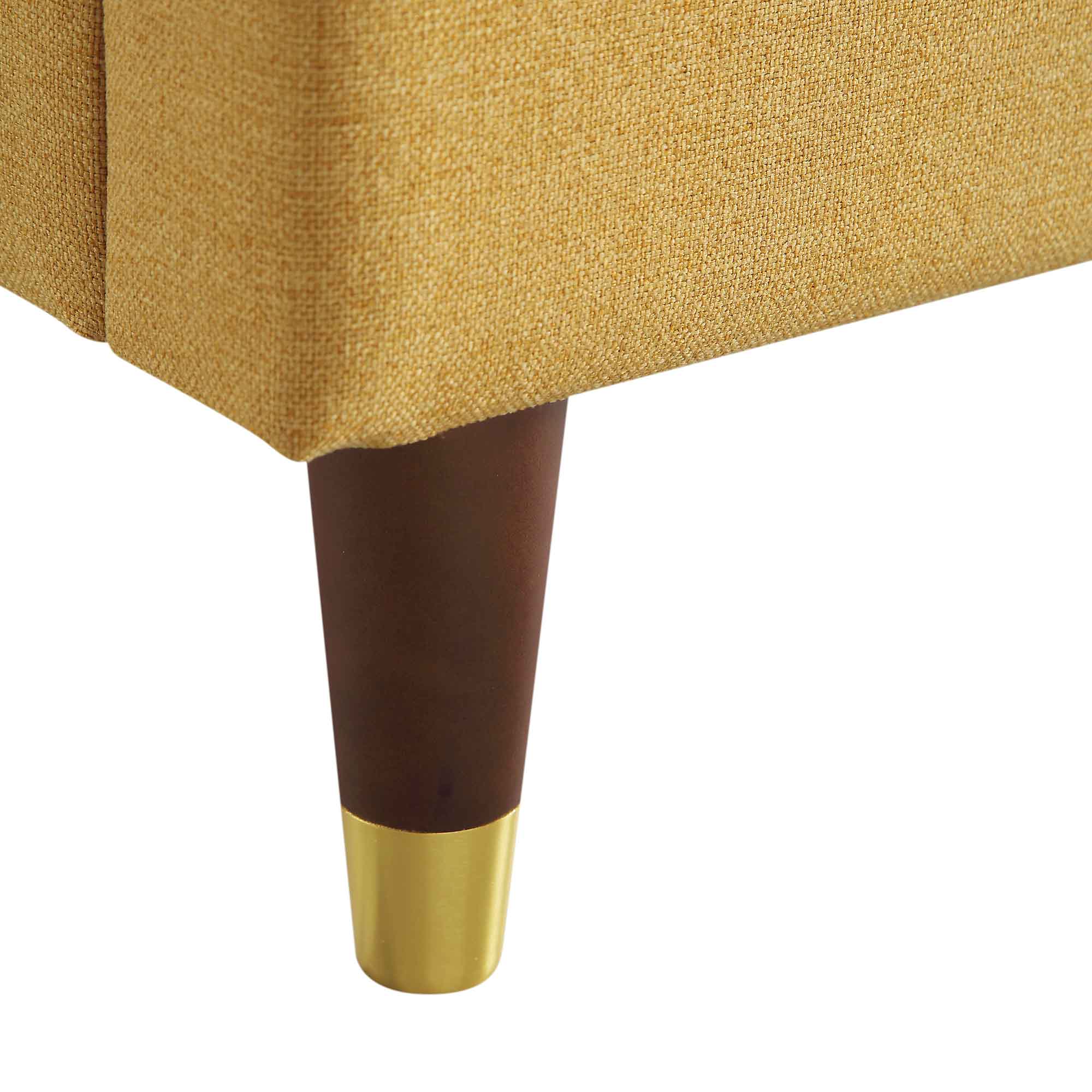 Eleanor Sunflower Yellow Fabric Upholstered Bed Frame with Domed Headboard - Image 12