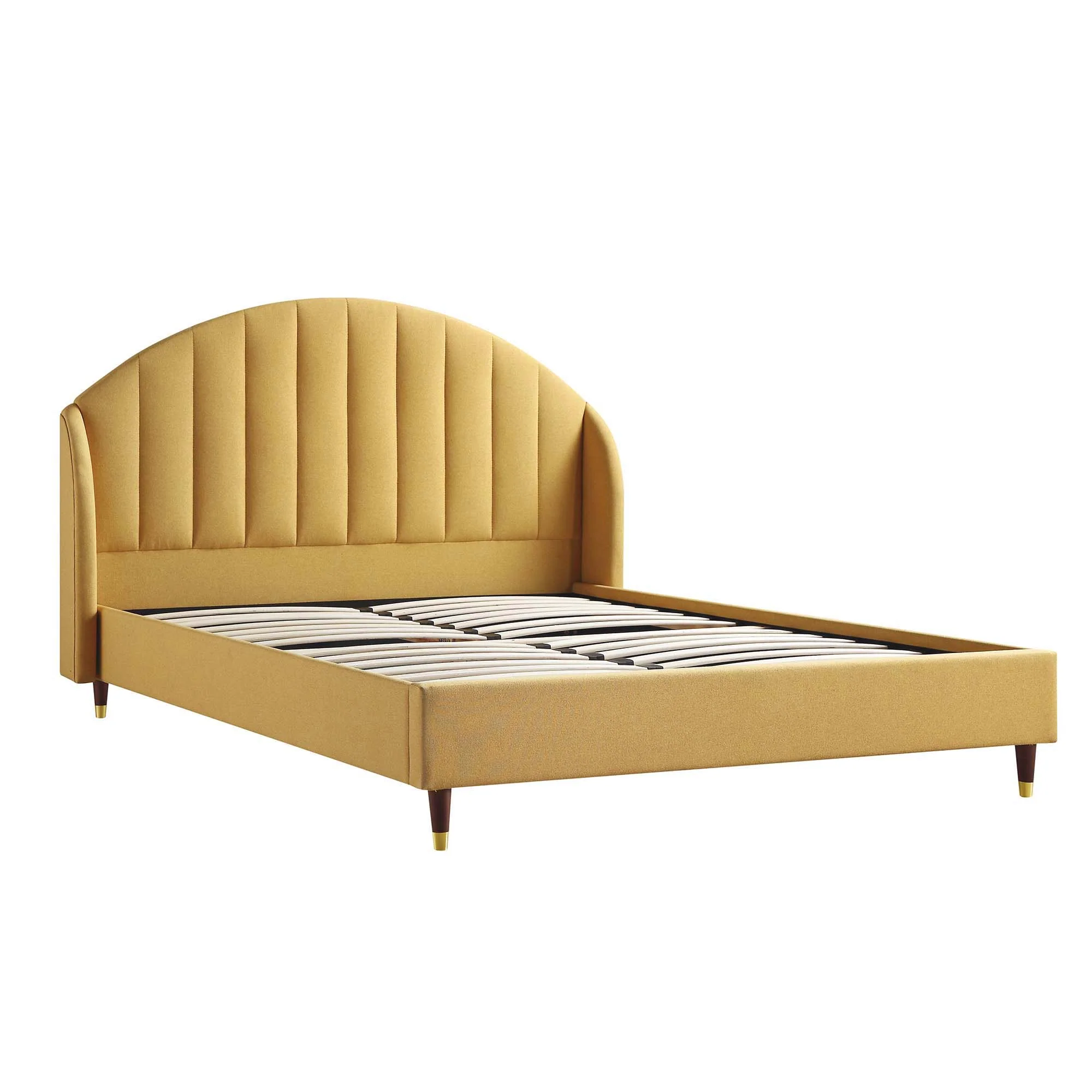 Eleanor Sunflower Yellow Fabric Upholstered Bed Frame with Domed Headboard - Image 6