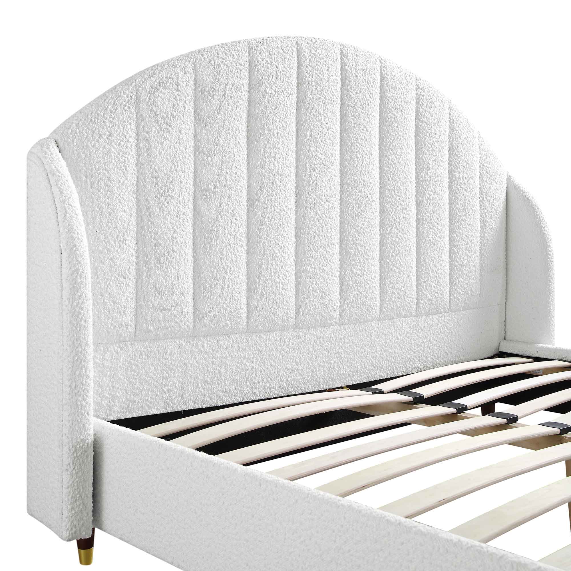 Eleanor White Boucle Upholstered Bed Frame with Domed Headboard - Image 10