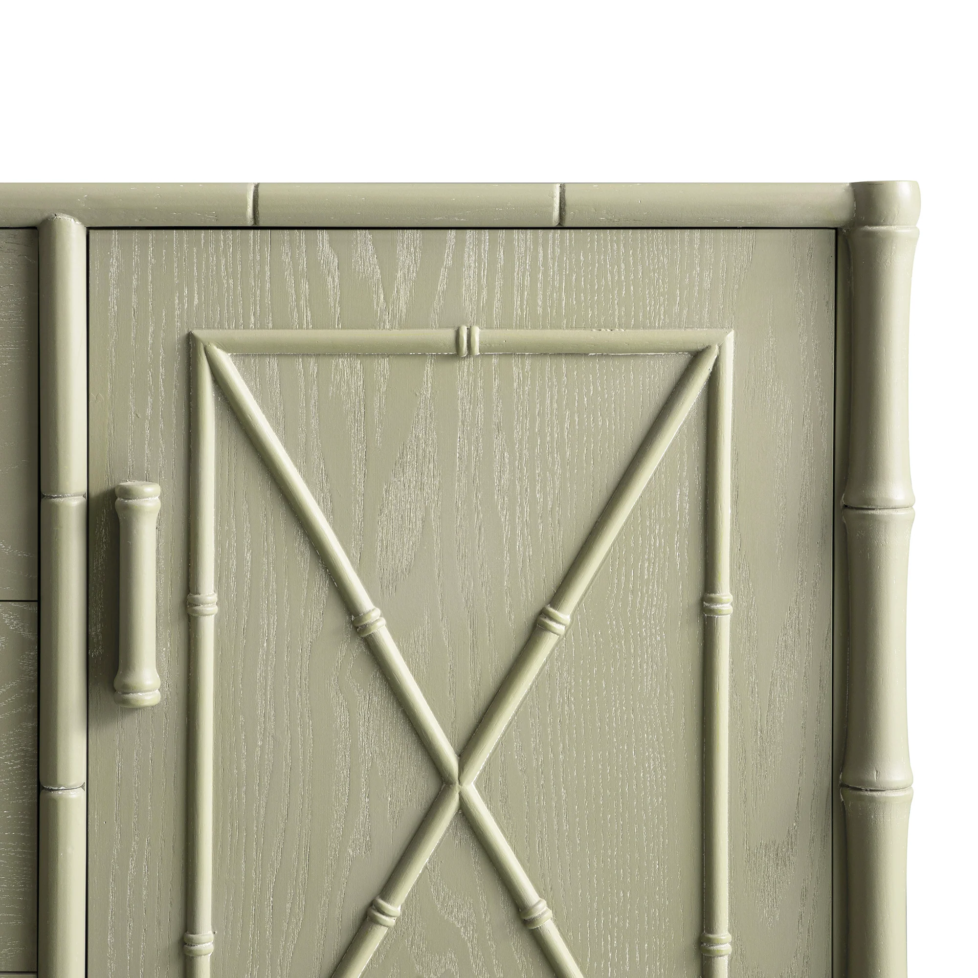 Elstowe Faux Bamboo 1-Door 3-Drawer Sideboard, Sage Green - Image 16
