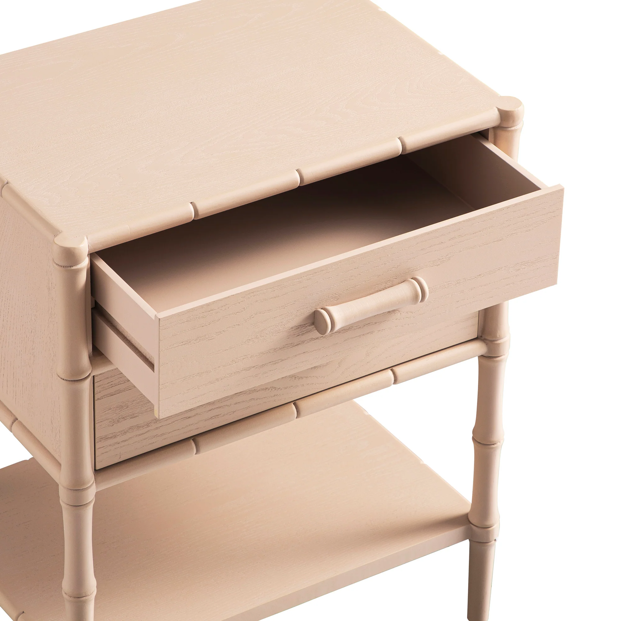 Elstowe Faux Bamboo 2-Drawer Bedside Table, Nude Pink - Image 14