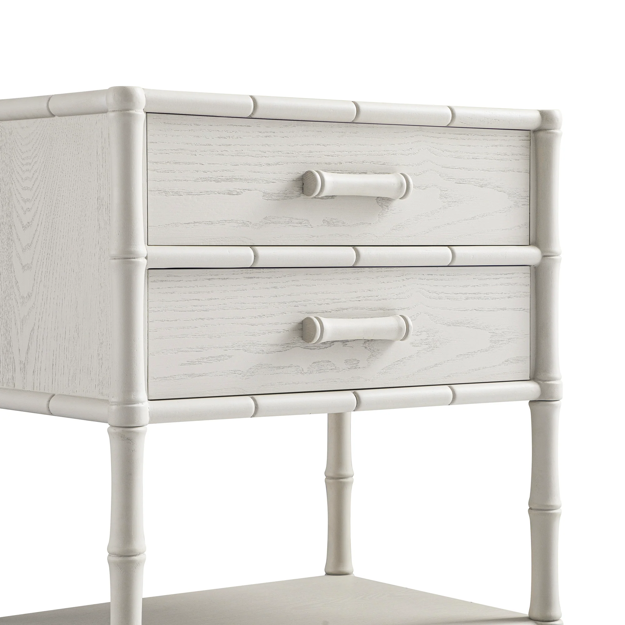 Elstowe Faux Bamboo 2-Drawer Bedside Table, Shaded White - Image 12