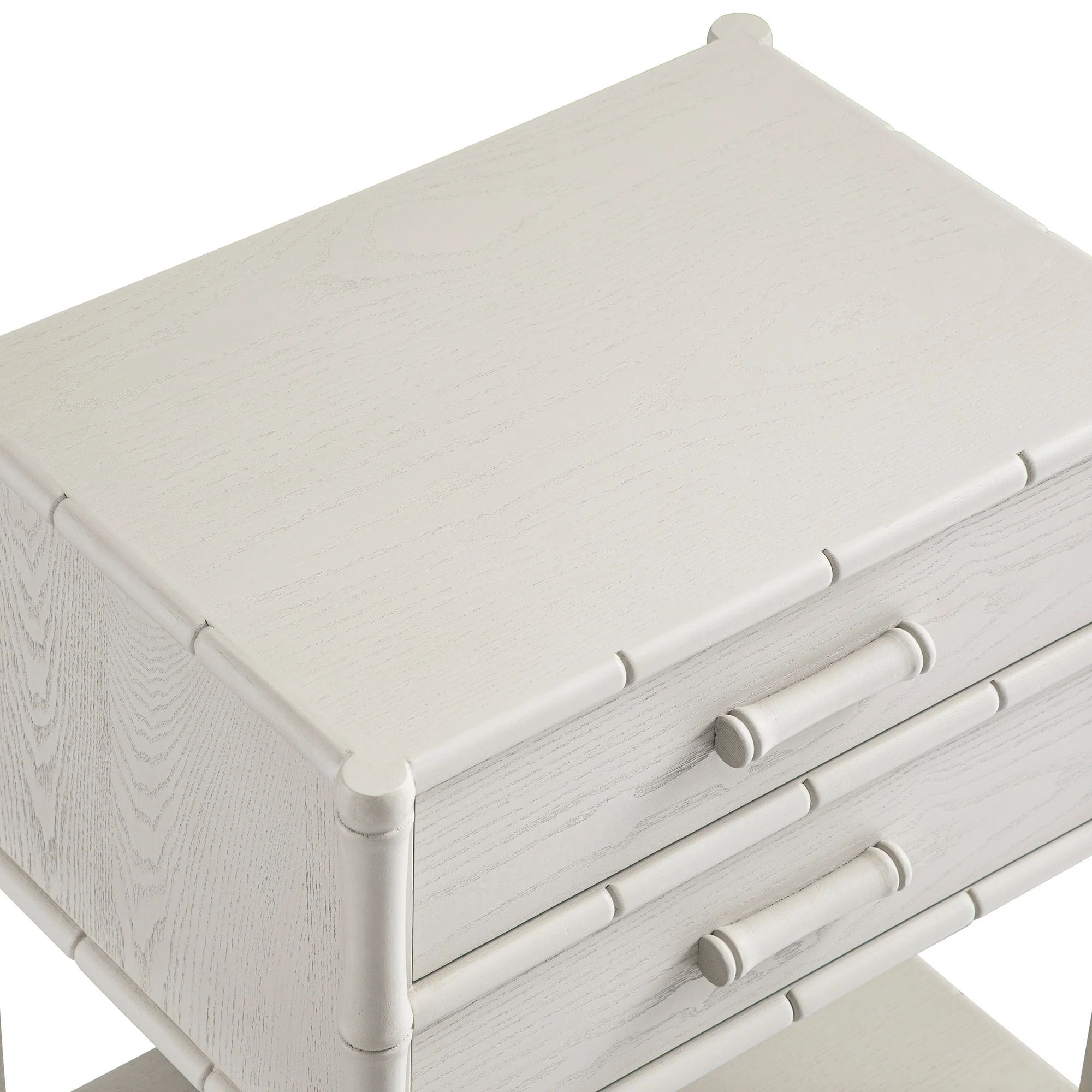 Elstowe Faux Bamboo 2-Drawer Bedside Table, Shaded White - Image 13