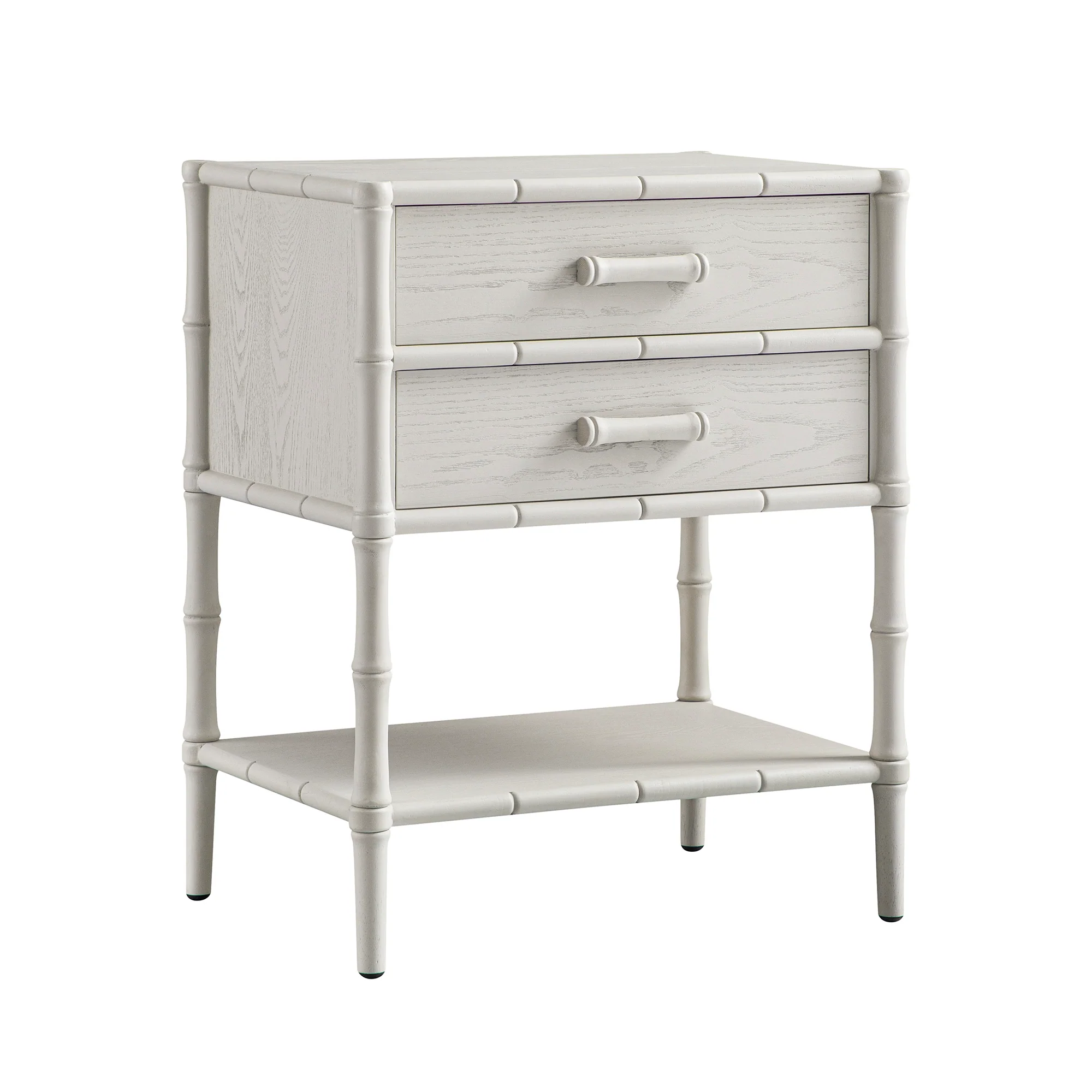 Elstowe Faux Bamboo 2-Drawer Bedside Table, Shaded White - Image 7