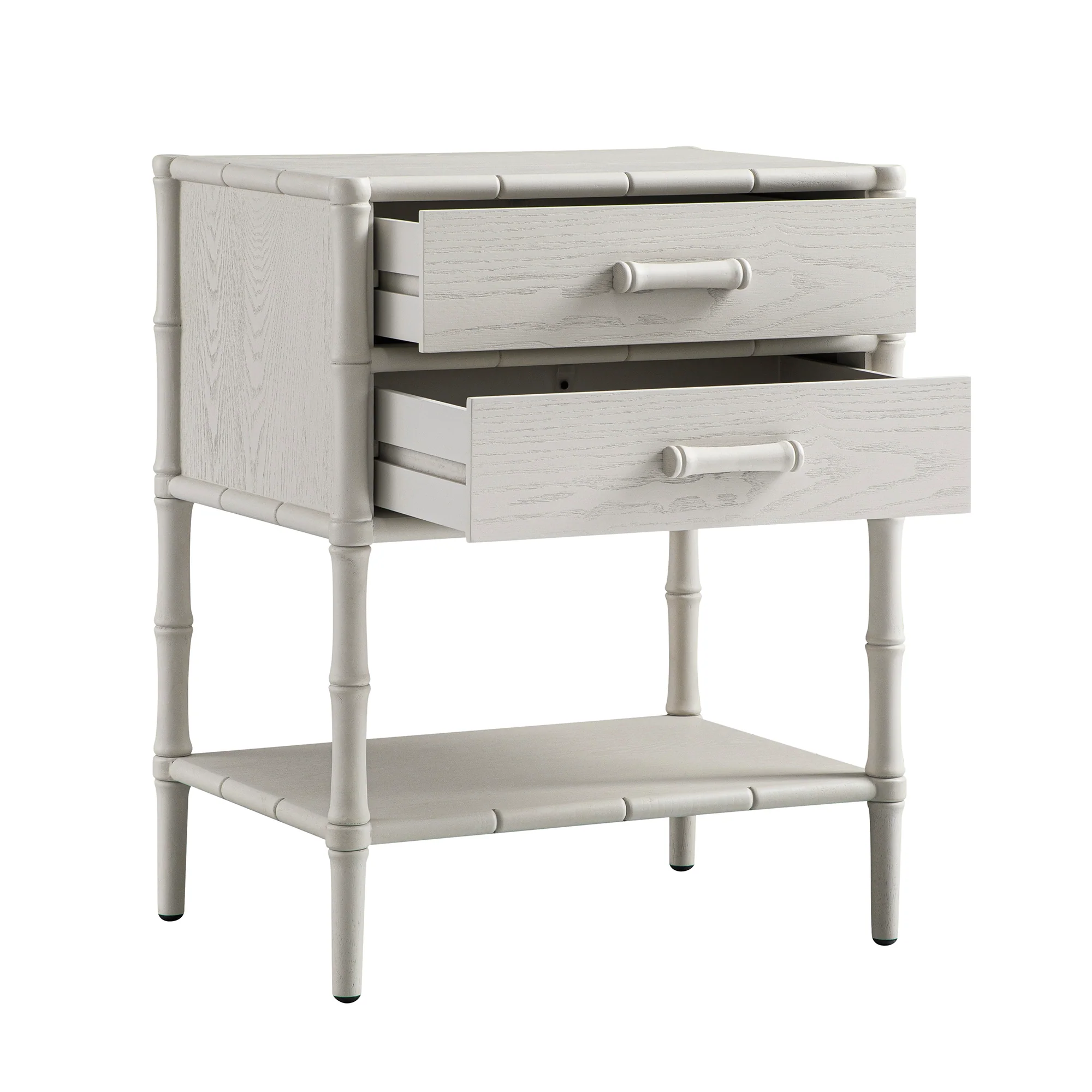 Elstowe Faux Bamboo 2-Drawer Bedside Table, Shaded White - Image 9