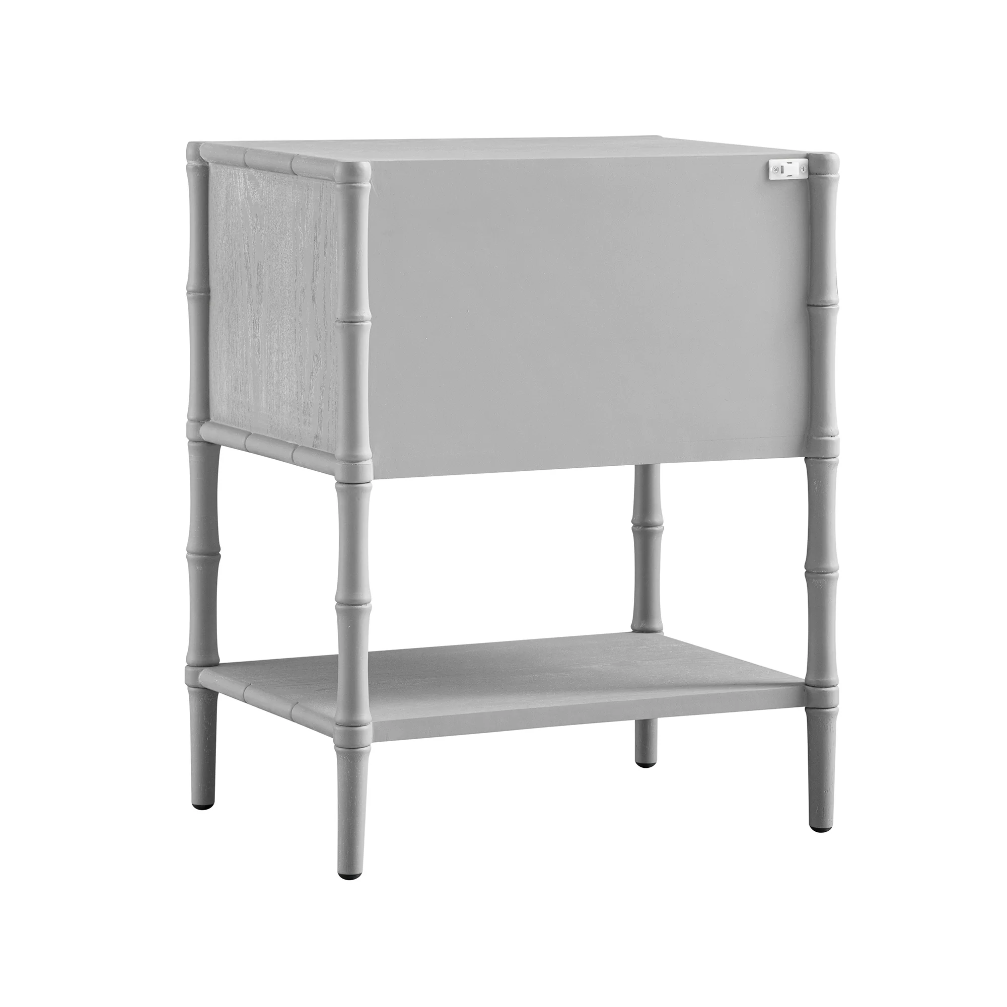 Elstowe Faux Bamboo 2-Drawer Bedside Table, Warm Grey - Image 11