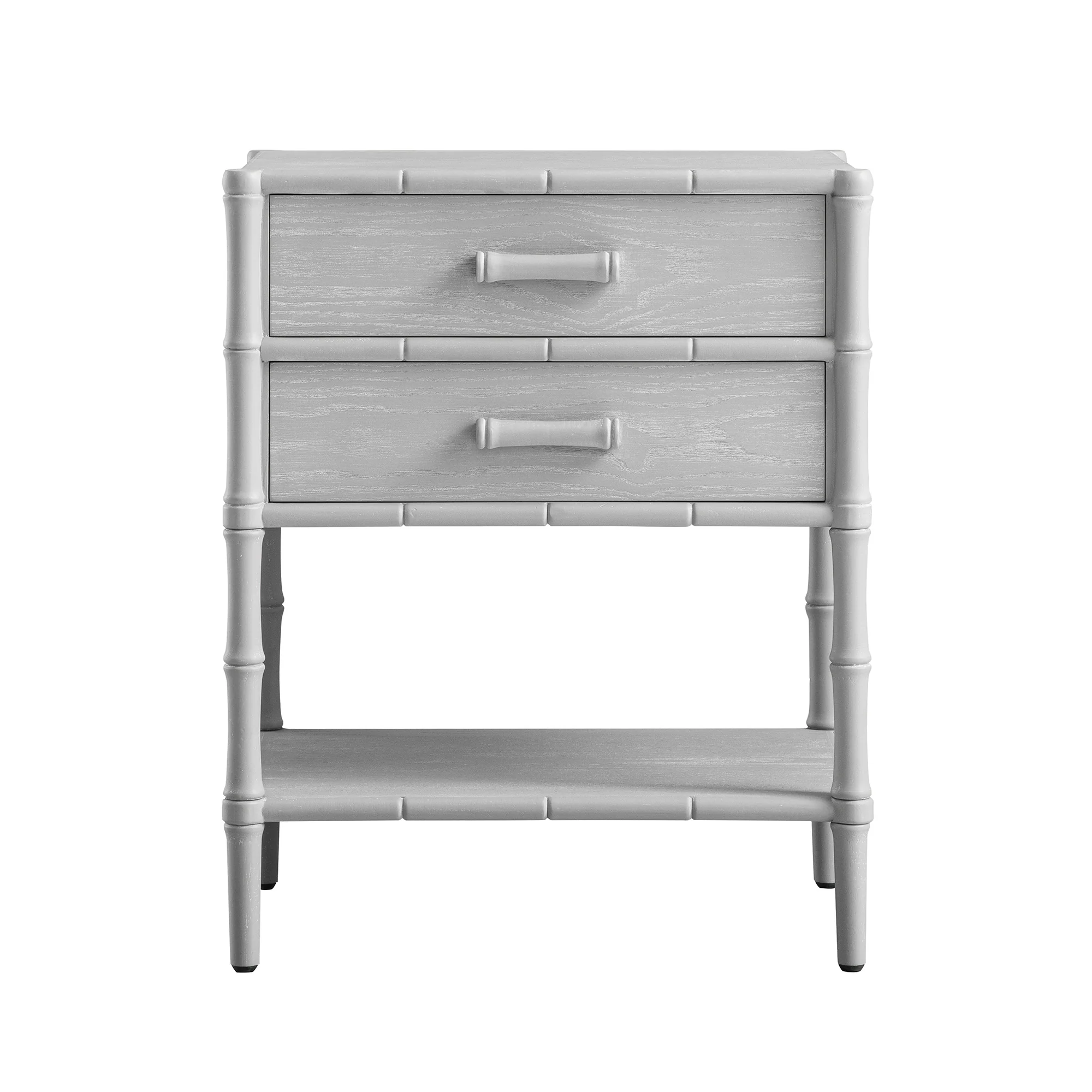 Elstowe Faux Bamboo 2-Drawer Bedside Table, Warm Grey - Image 6