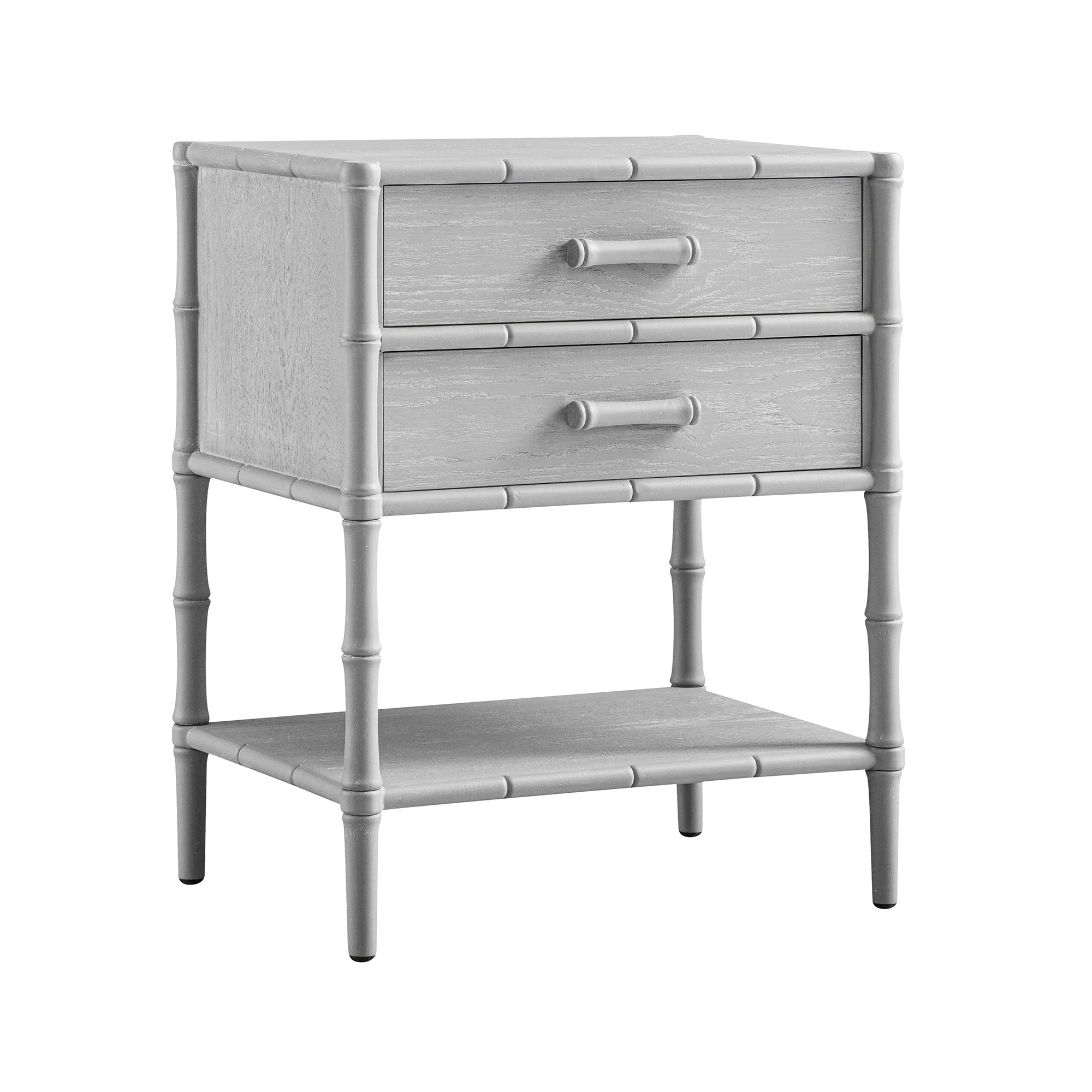 Elstowe Faux Bamboo 2-Drawer Bedside Table, Warm Grey - Image 7