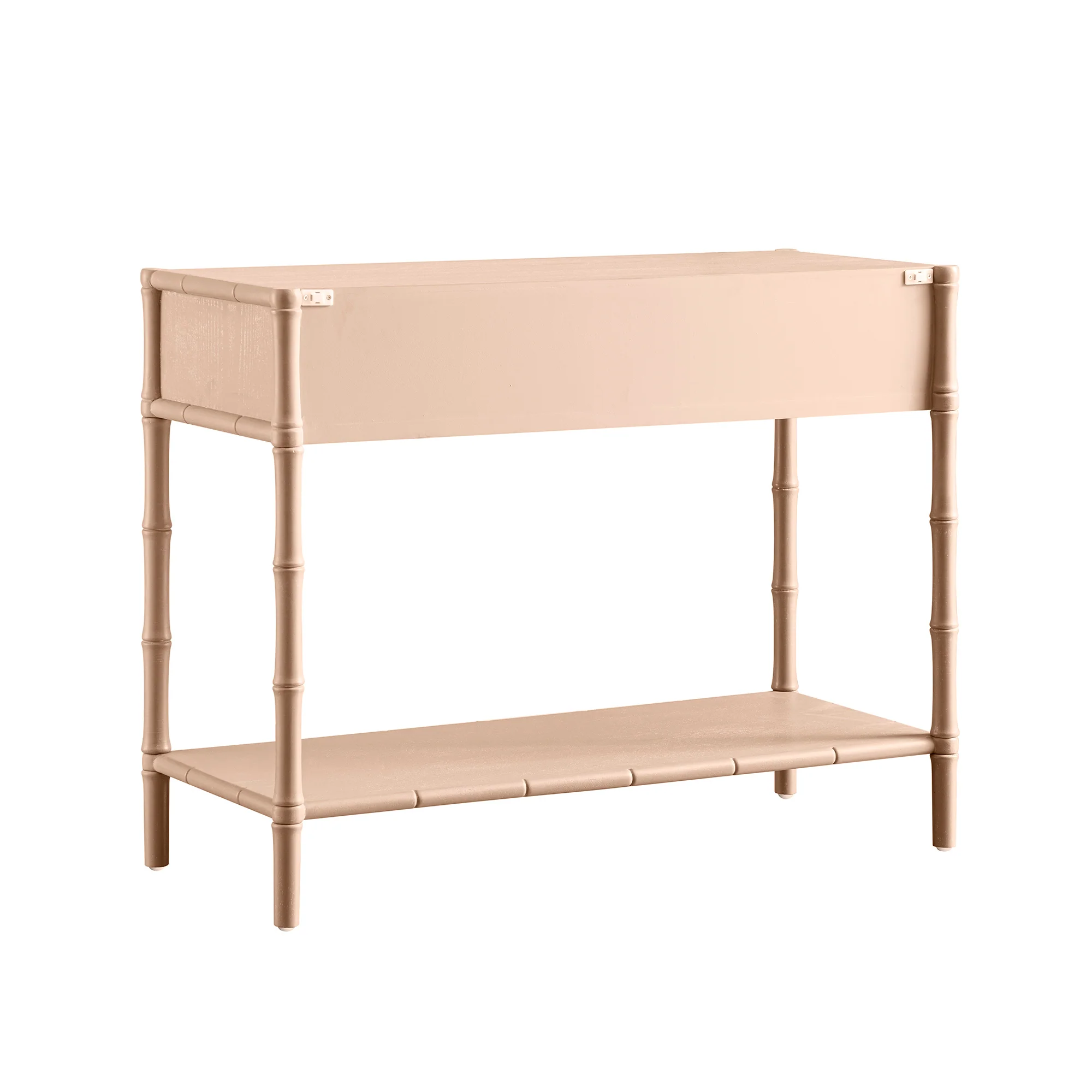 Elstowe Faux Bamboo 2-Drawer Console Table, Nude Pink - Image 11
