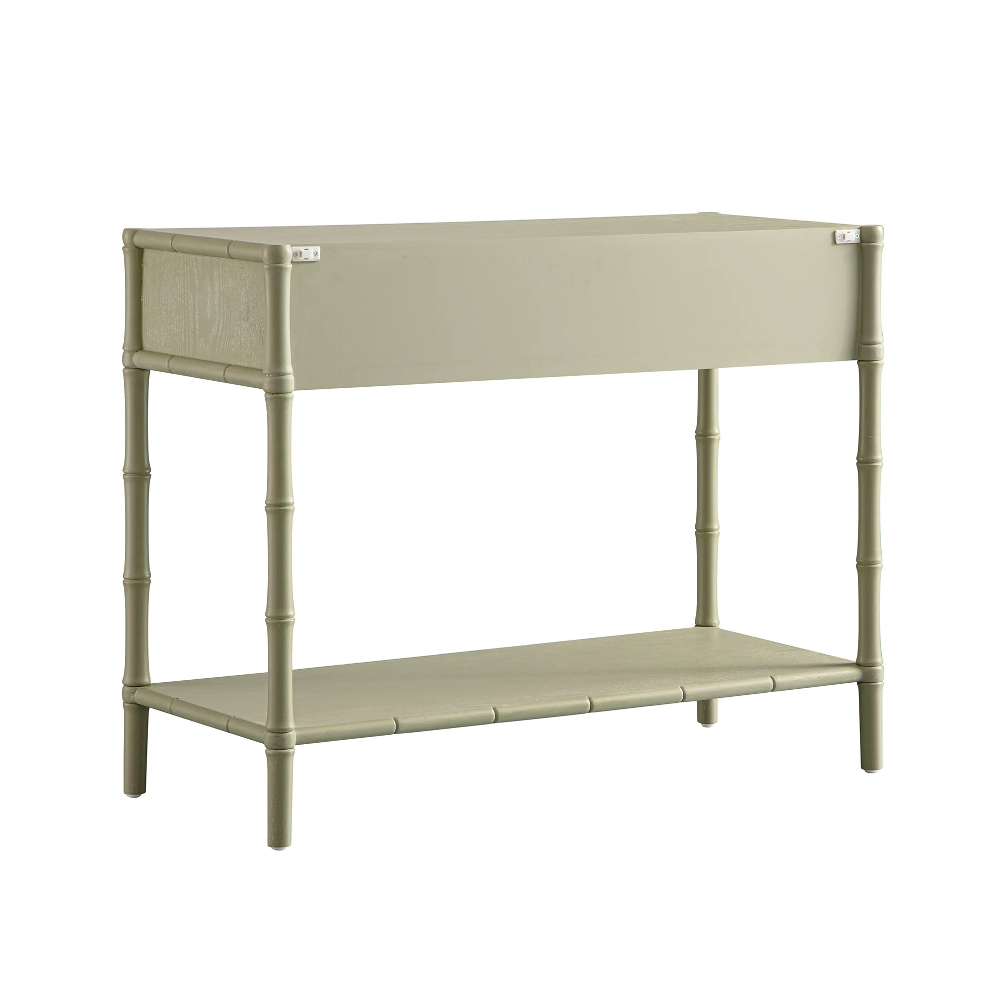 Elstowe Faux Bamboo 2-Drawer Console Table, Sage Green - Image 11