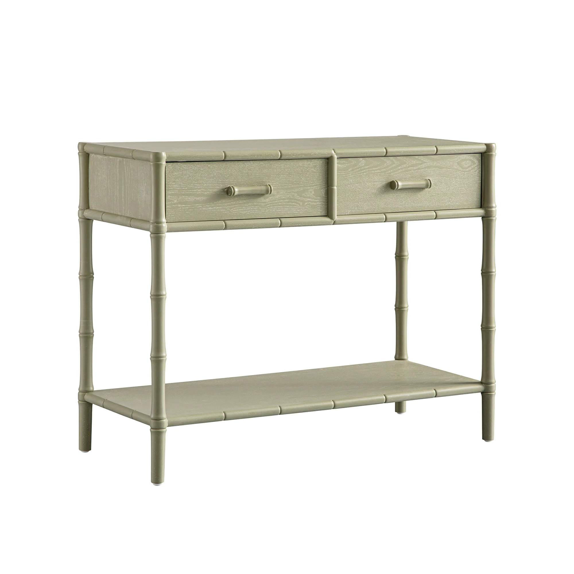Elstowe Faux Bamboo 2-Drawer Console Table, Sage Green - Image 7