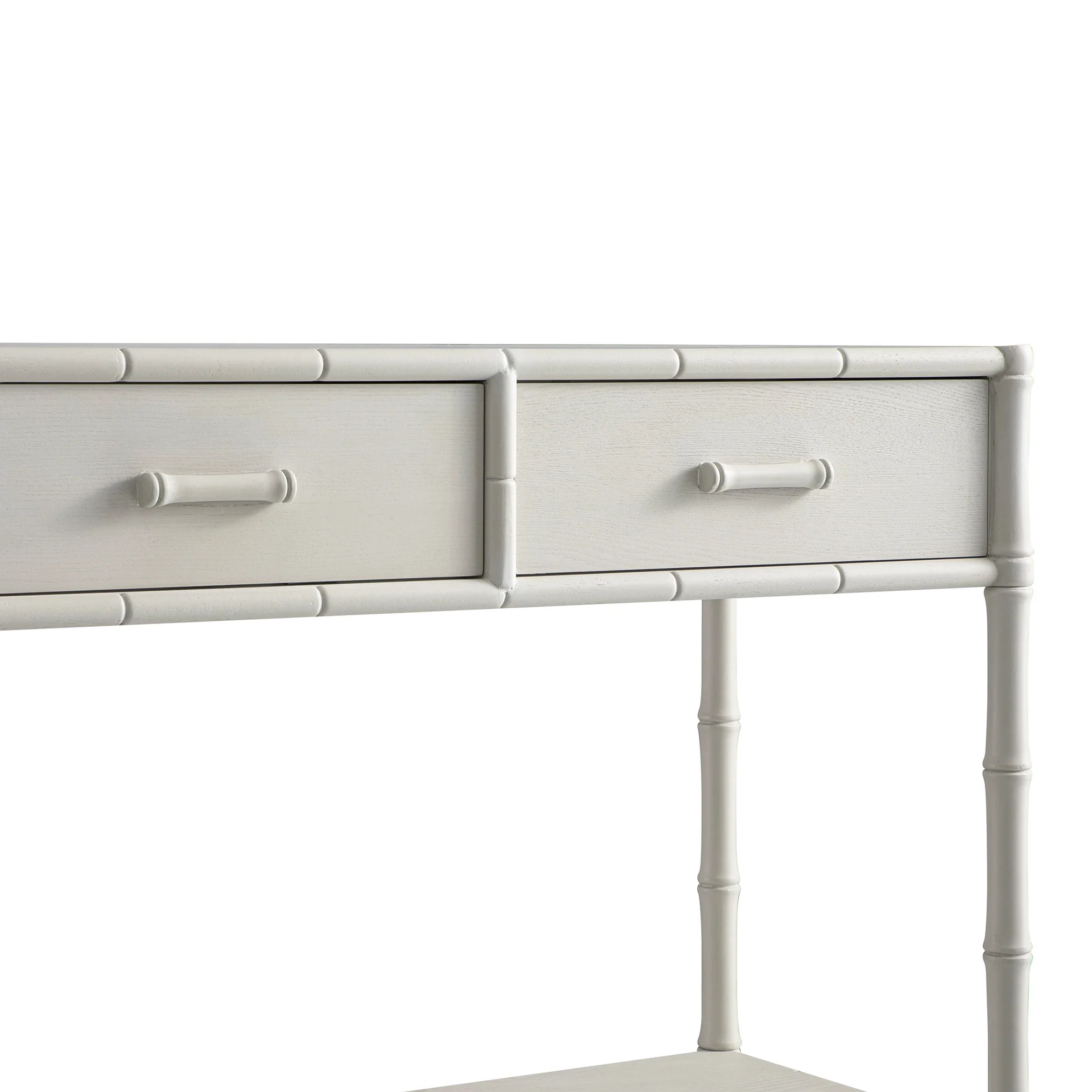 Elstowe Faux Bamboo 2-Drawer Console Table, Shaded White - Image 12
