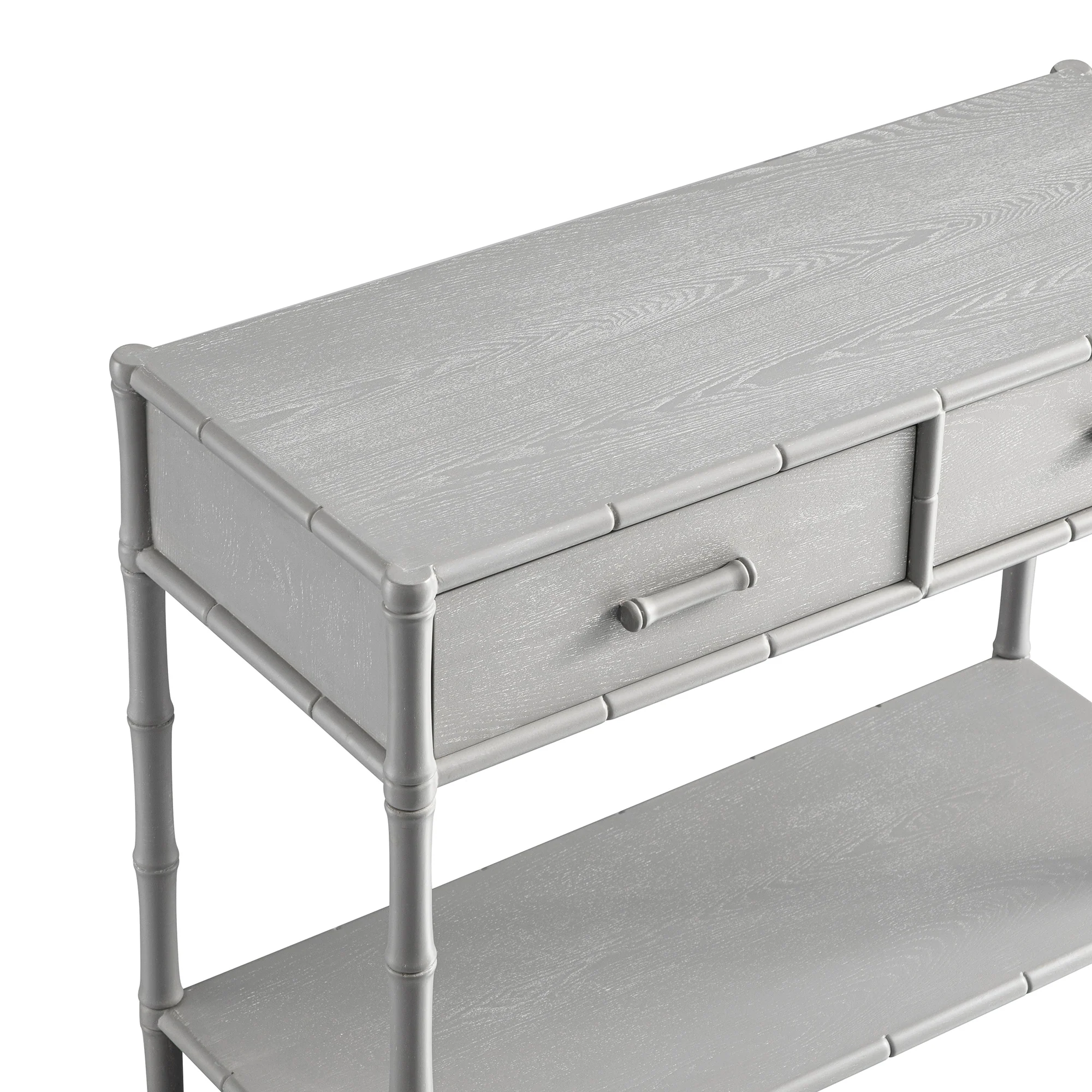 Elstowe Faux Bamboo 2-Drawer Console Table, Warm Grey - Image 14