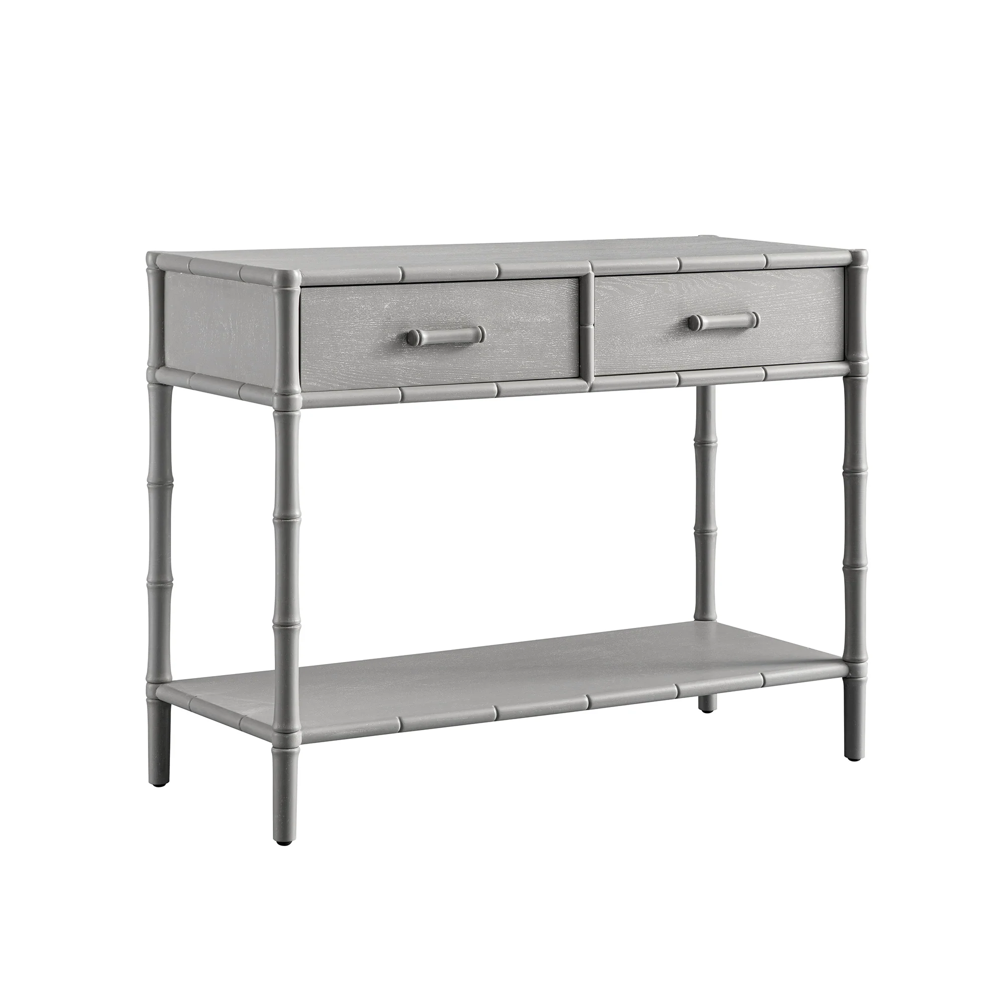 Elstowe Faux Bamboo 2-Drawer Console Table, Warm Grey - Image 7