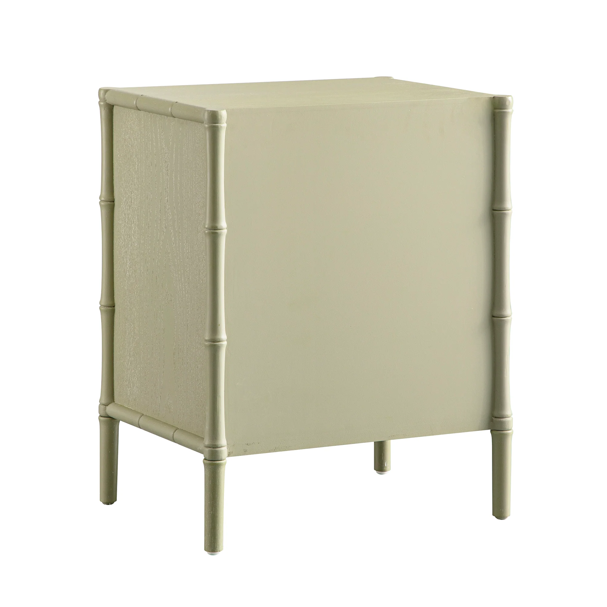 Elstowe Faux Bamboo 3-Drawer Bedside Table, Sage Green - Image 12