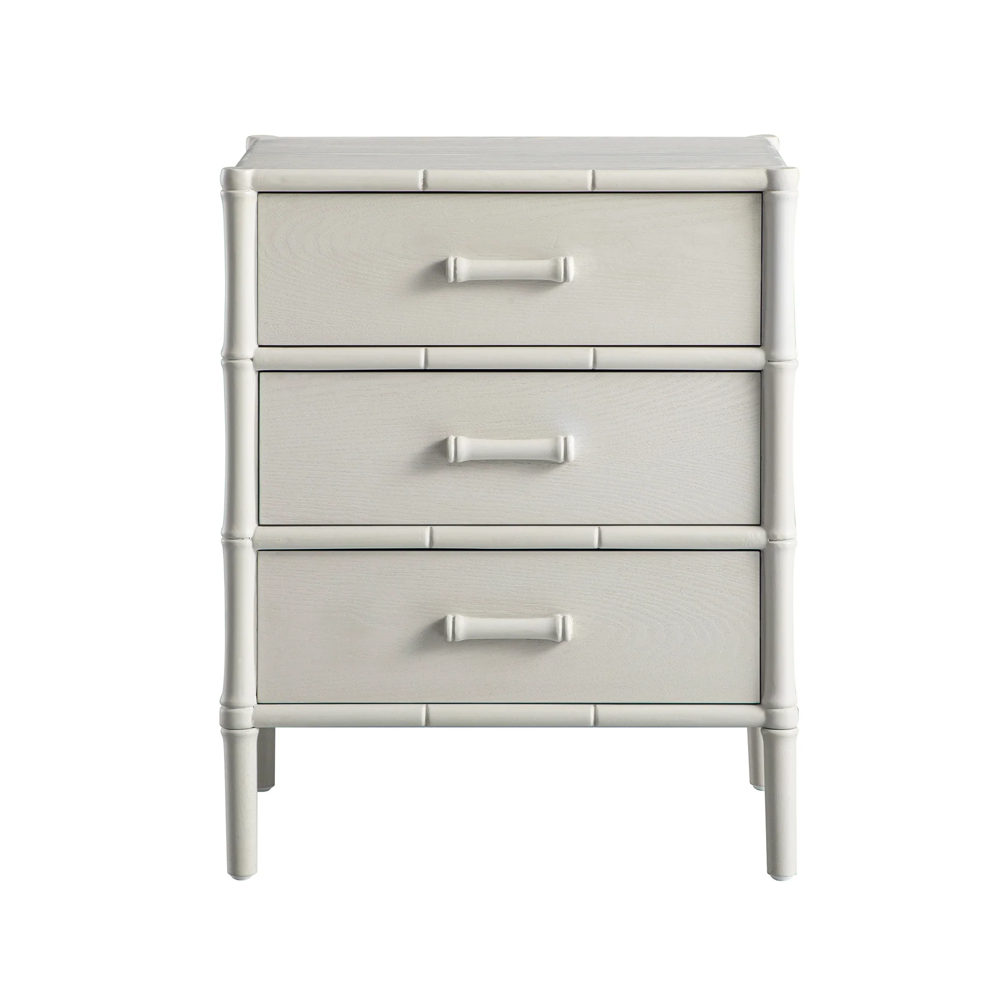 Elstowe Faux Bamboo 3-Drawer Bedside Table, Shaded White - Image 7
