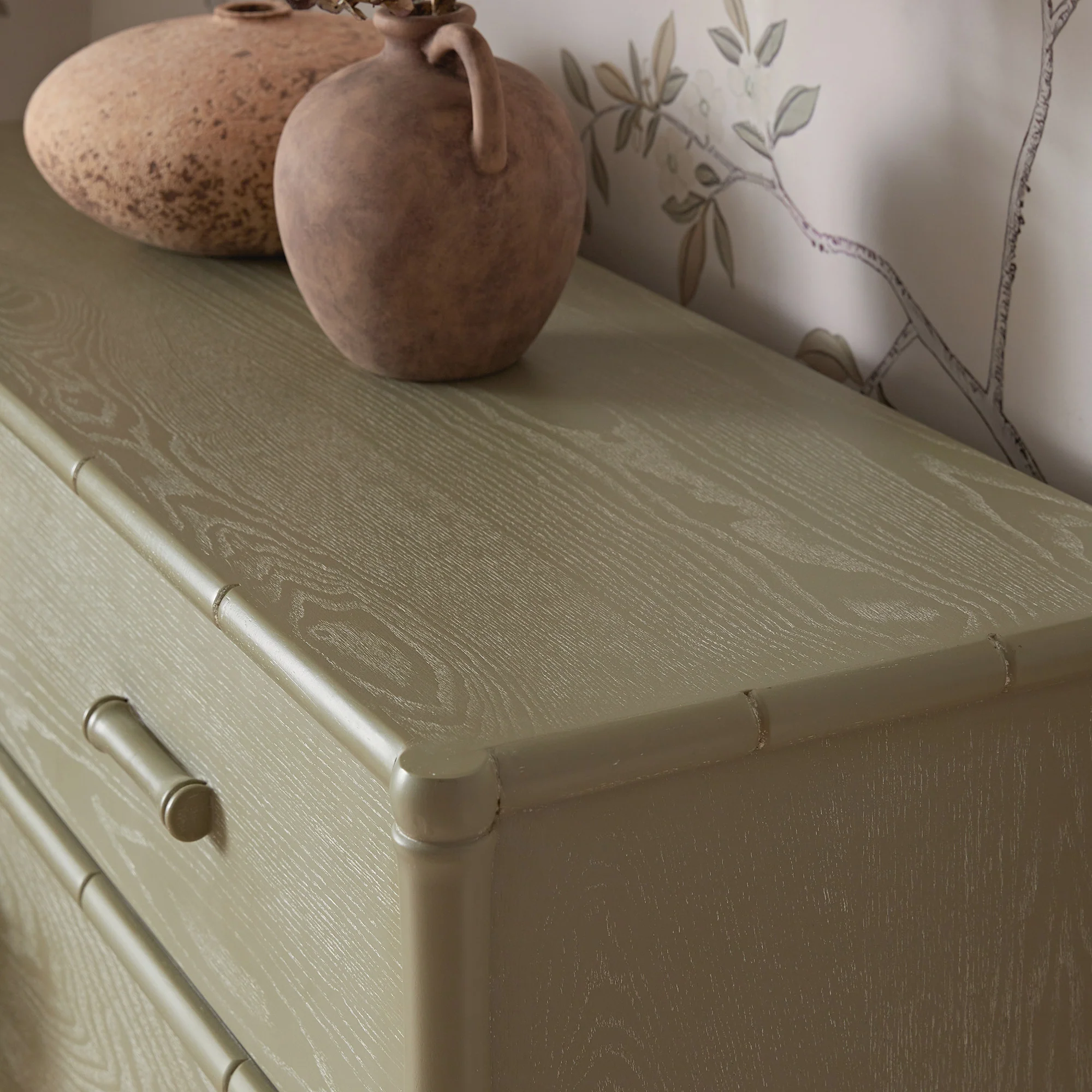 Elstowe Faux Bamboo 6-Drawer Chest, Sage Green - Image 5