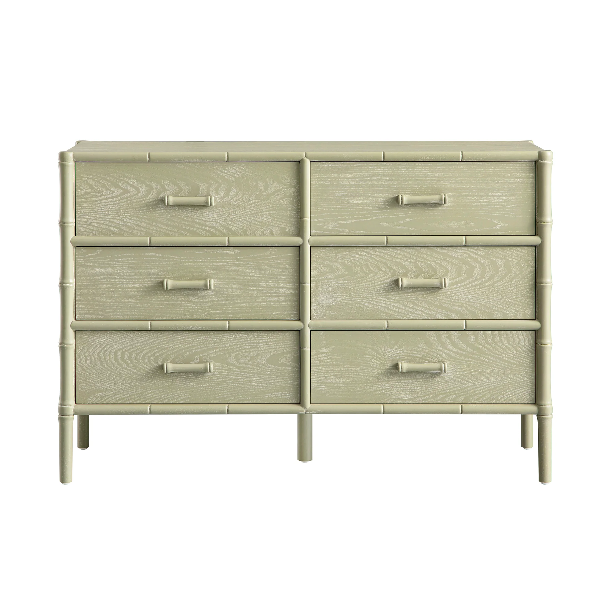 Elstowe Faux Bamboo 6-Drawer Chest, Sage Green - Image 7