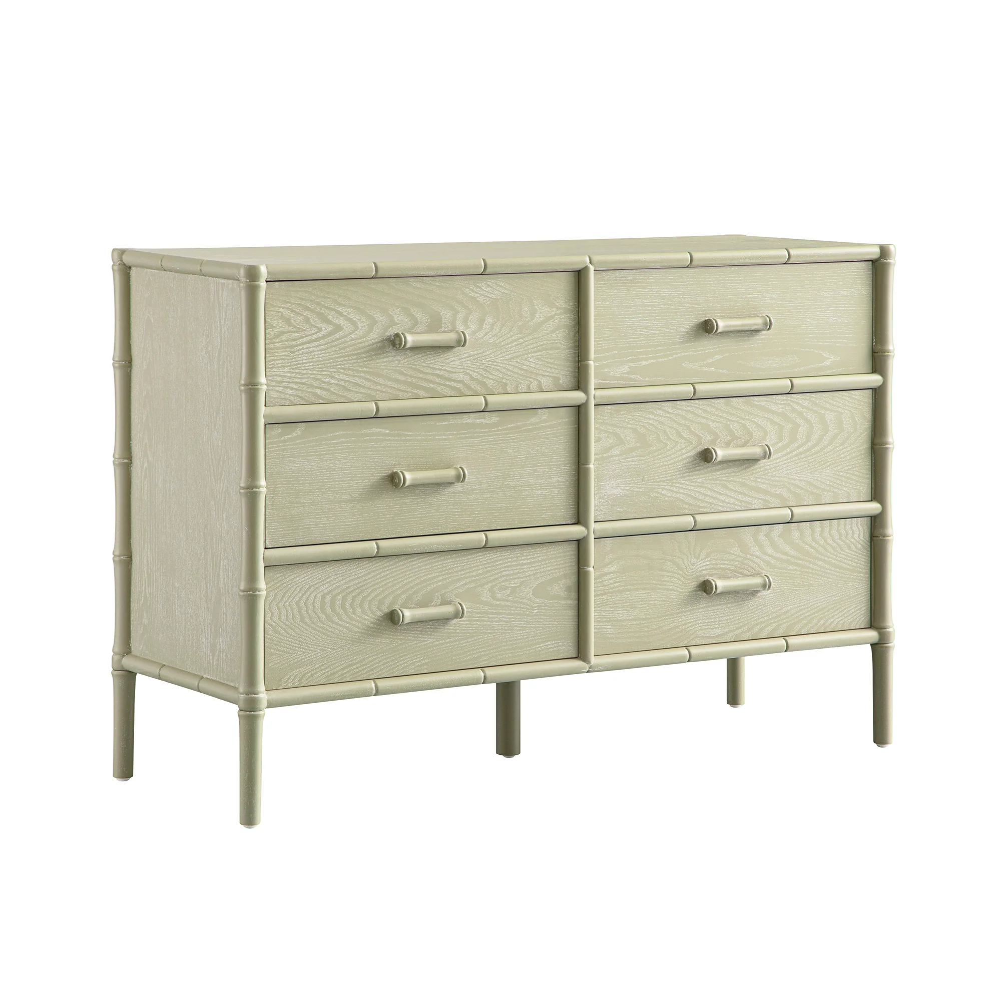Elstowe Faux Bamboo 6-Drawer Chest, Sage Green - Image 8