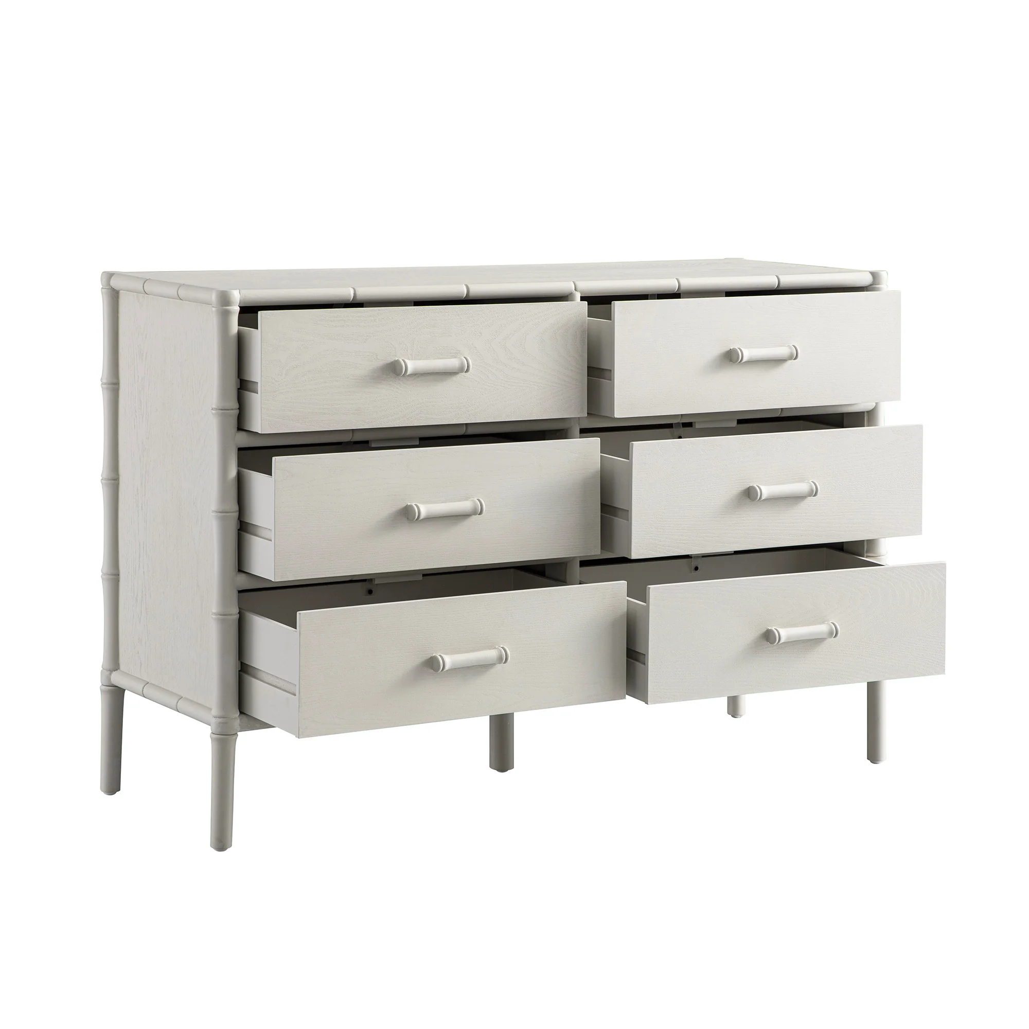 Elstowe Faux Bamboo 6-Drawer Chest, Shaded White - Image 9