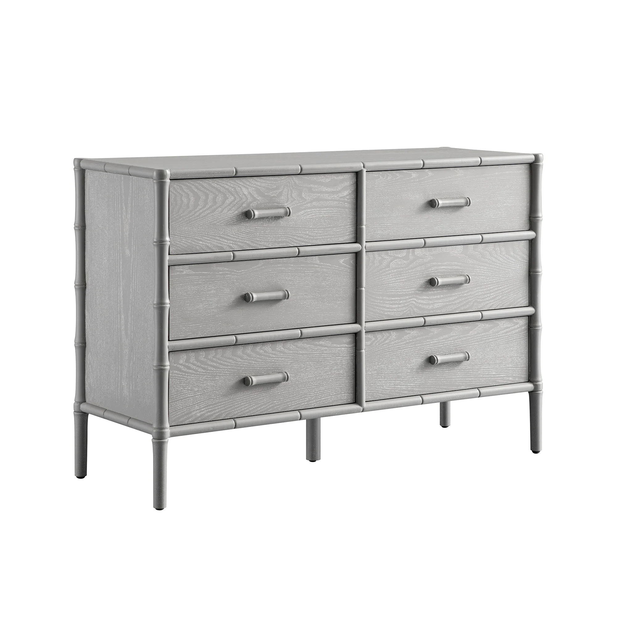 Elstowe Faux Bamboo 6-Drawer Chest, Warm Grey - Image 2