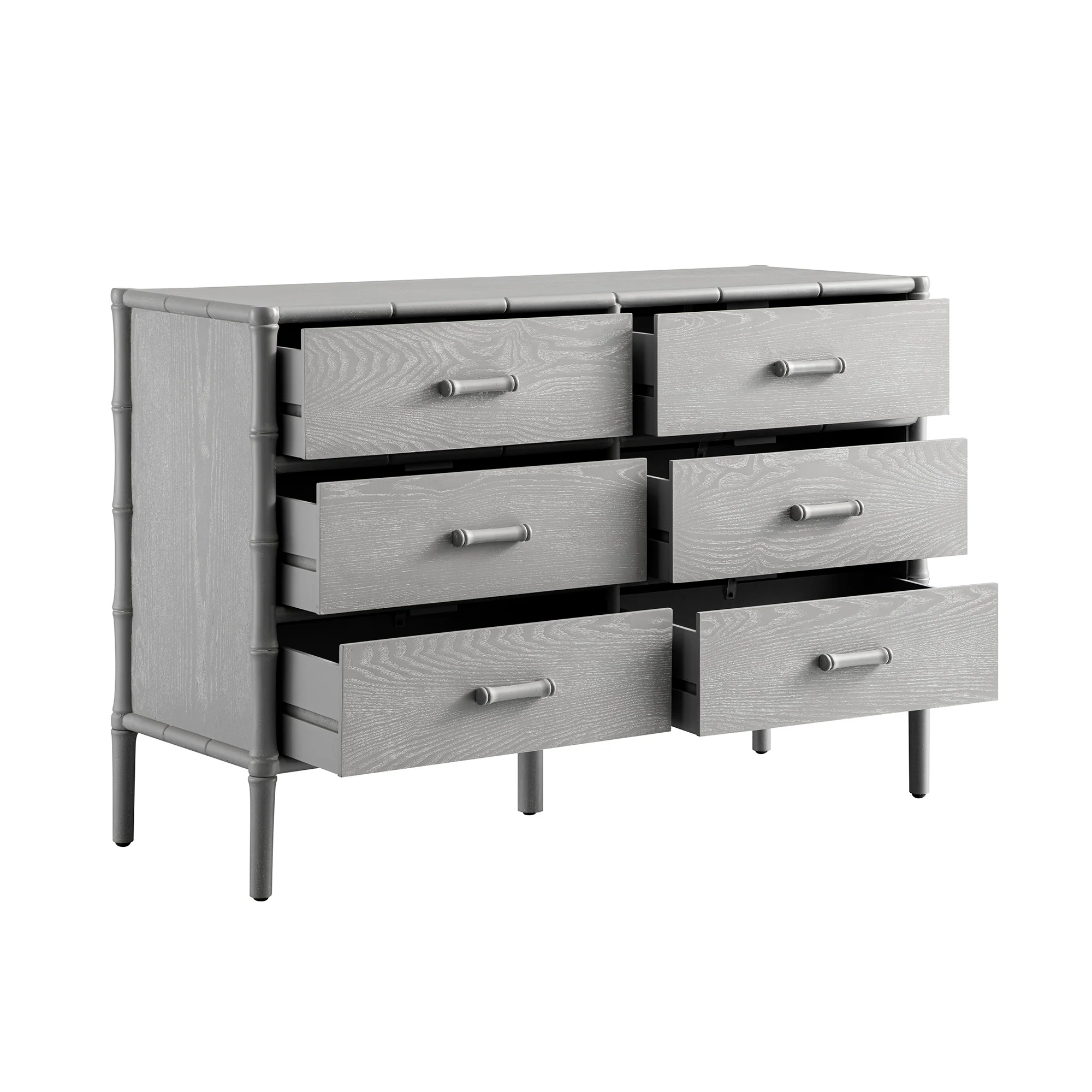 Elstowe Faux Bamboo 6-Drawer Chest, Warm Grey - Image 4