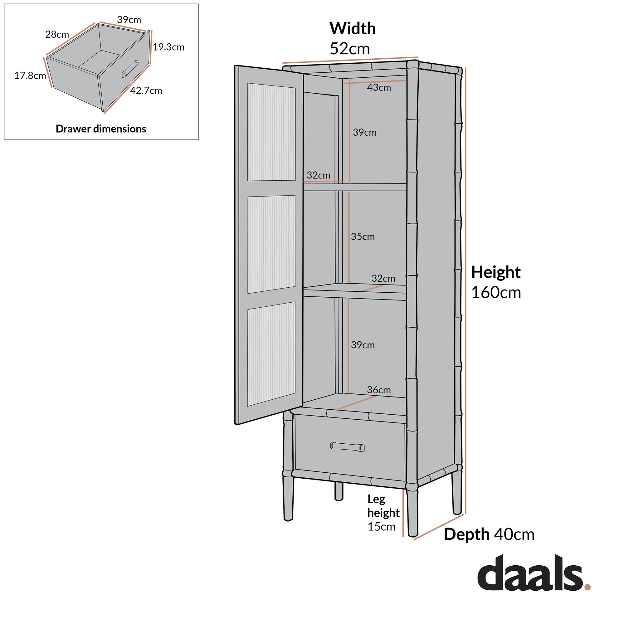 Elstowe Faux Bamboo and Fluted Glass 1-Door Cabinet, Sage Green - Image 10