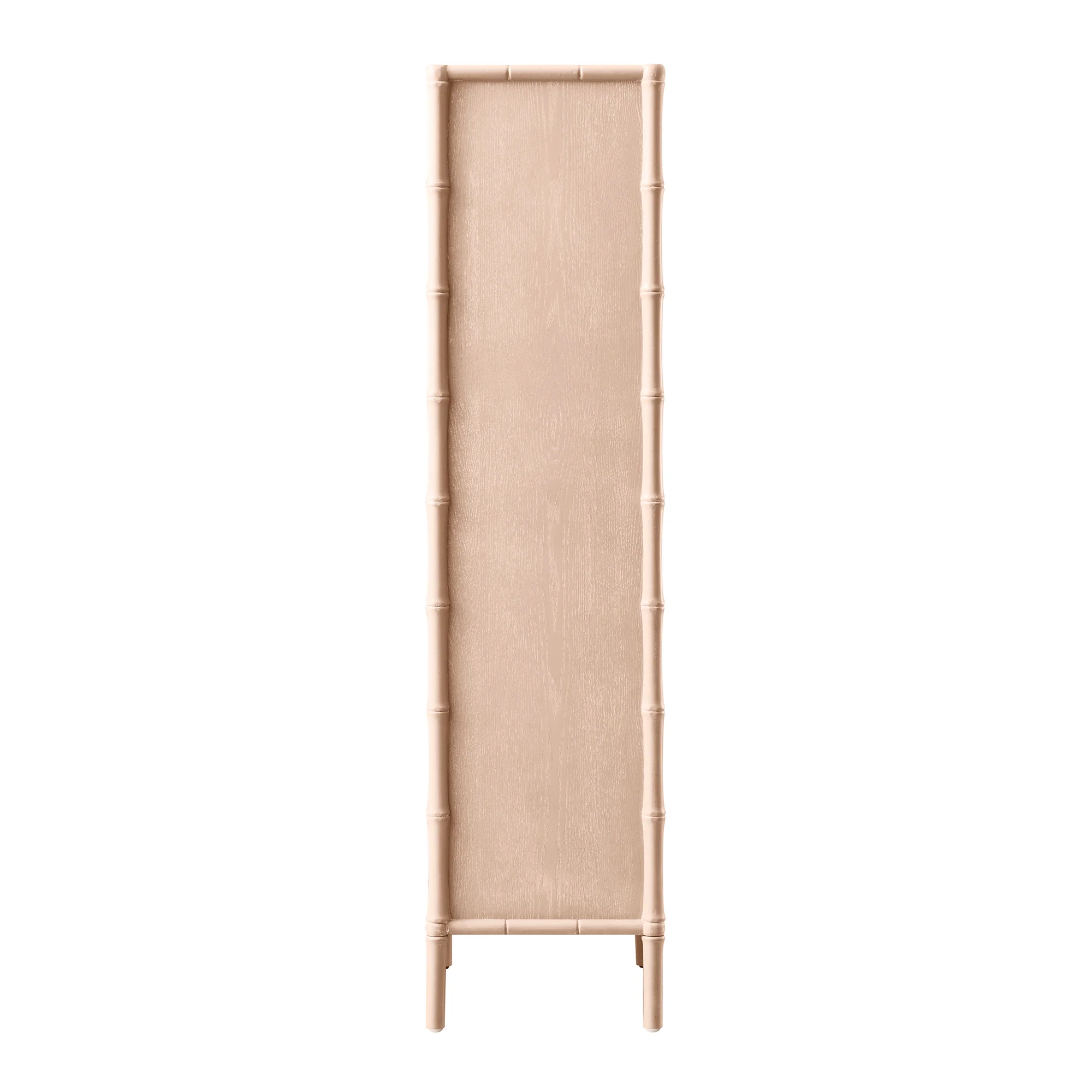 Elstowe Faux Bamboo and Fluted Glass 1-Door Cabinet, Nude Pink - Image 13