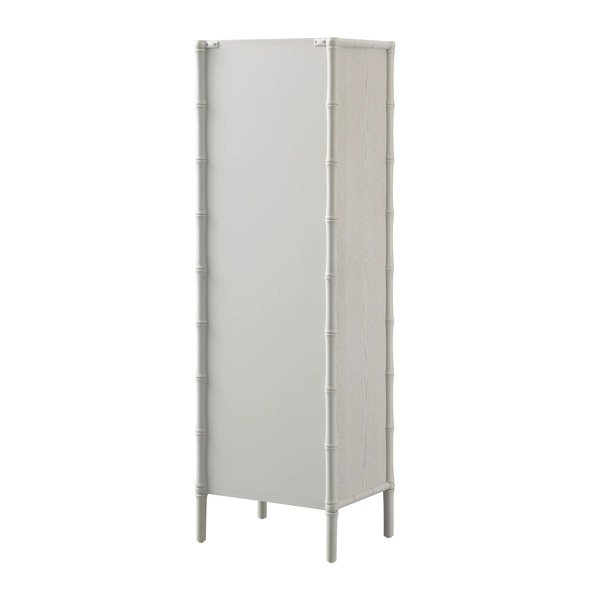 Elstowe Faux Bamboo and Fluted Glass 1-Door Cabinet, Shaded White - Image 15
